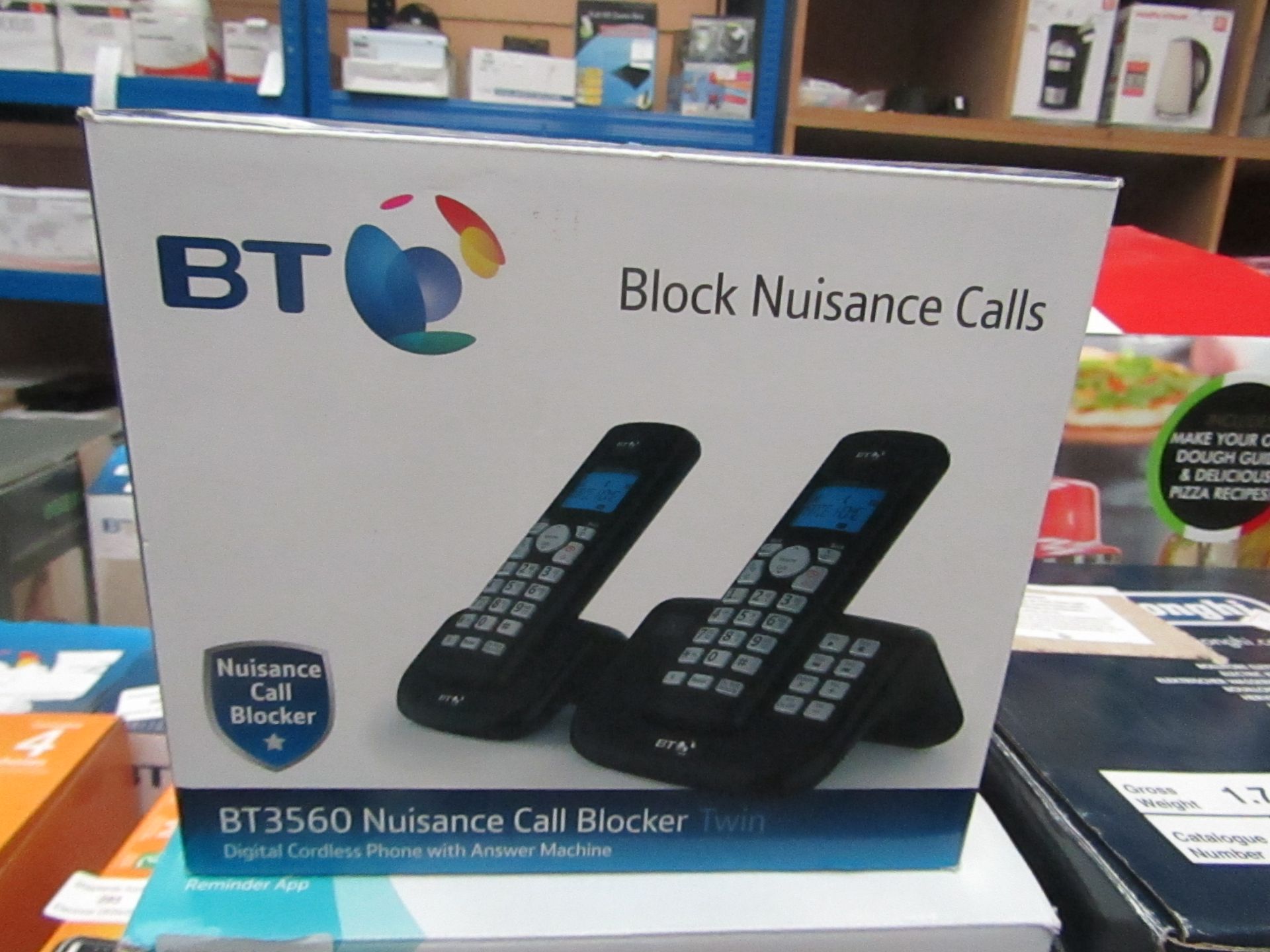 BT BT3560 nuisance call blocker twin digital cordless phone with answering machine, complete but