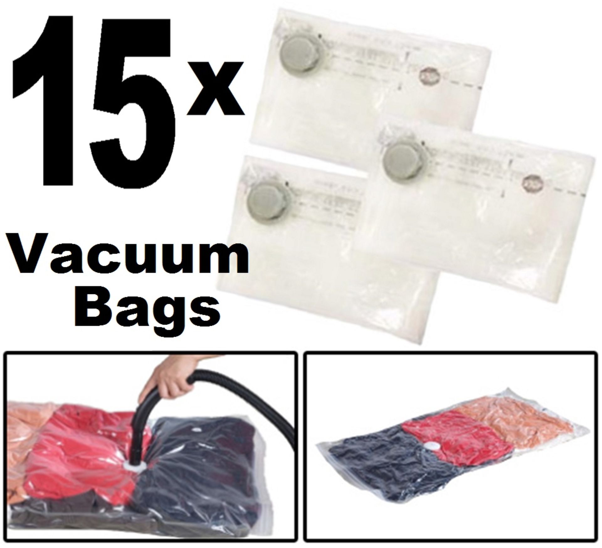 15 VACUUM BAGS 55x90 space saver hoilay travel clothes storage for seasonal changes