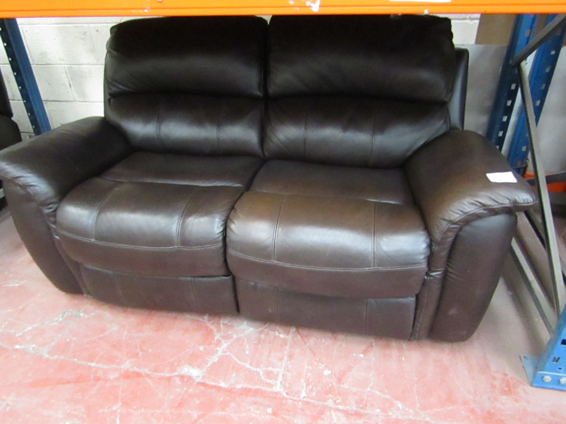 2 seater Leather manual reclining sofa, mechanism is tested working