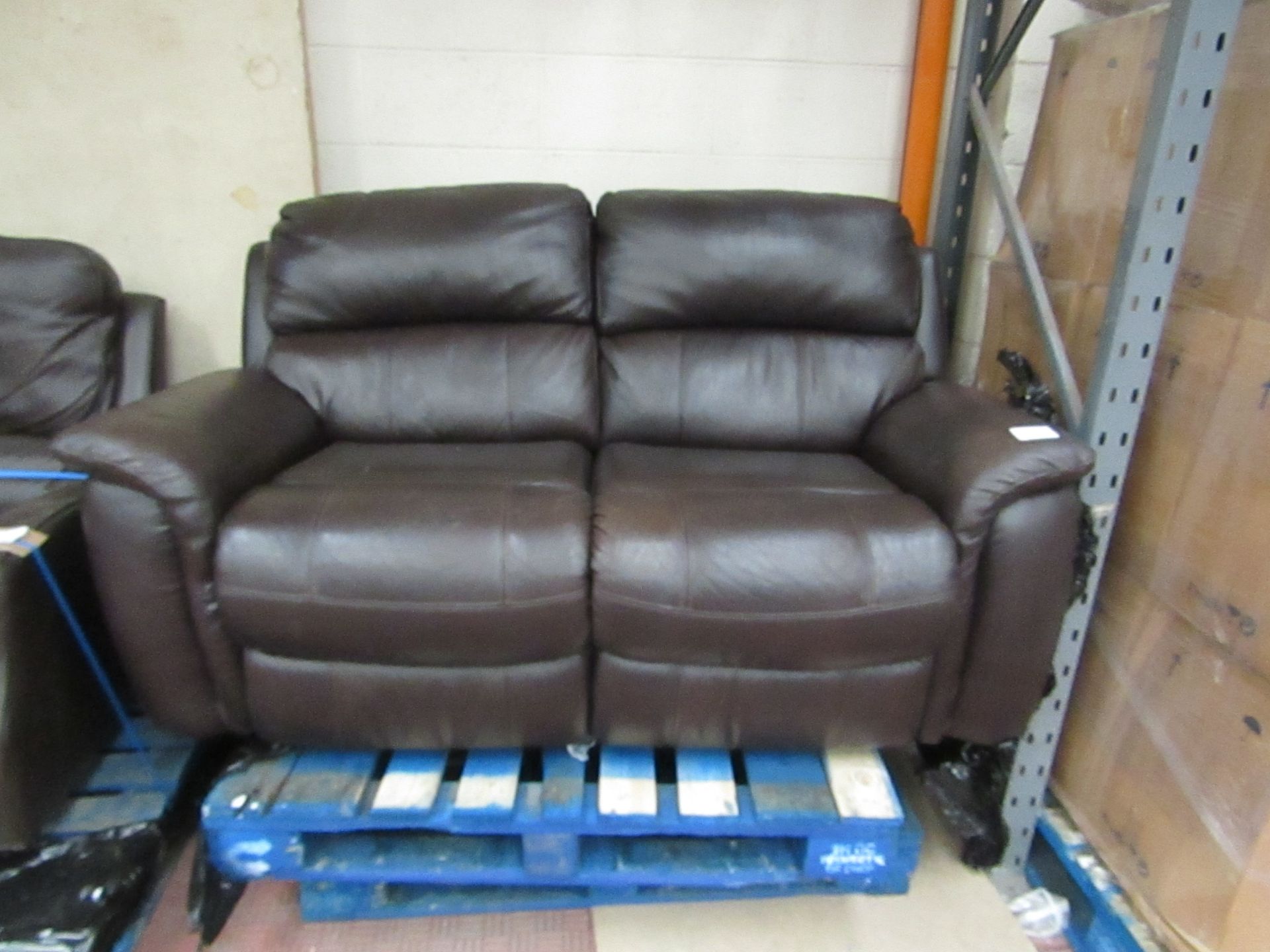 2 seater Leather manual reclining sofa, mechanism is tested working