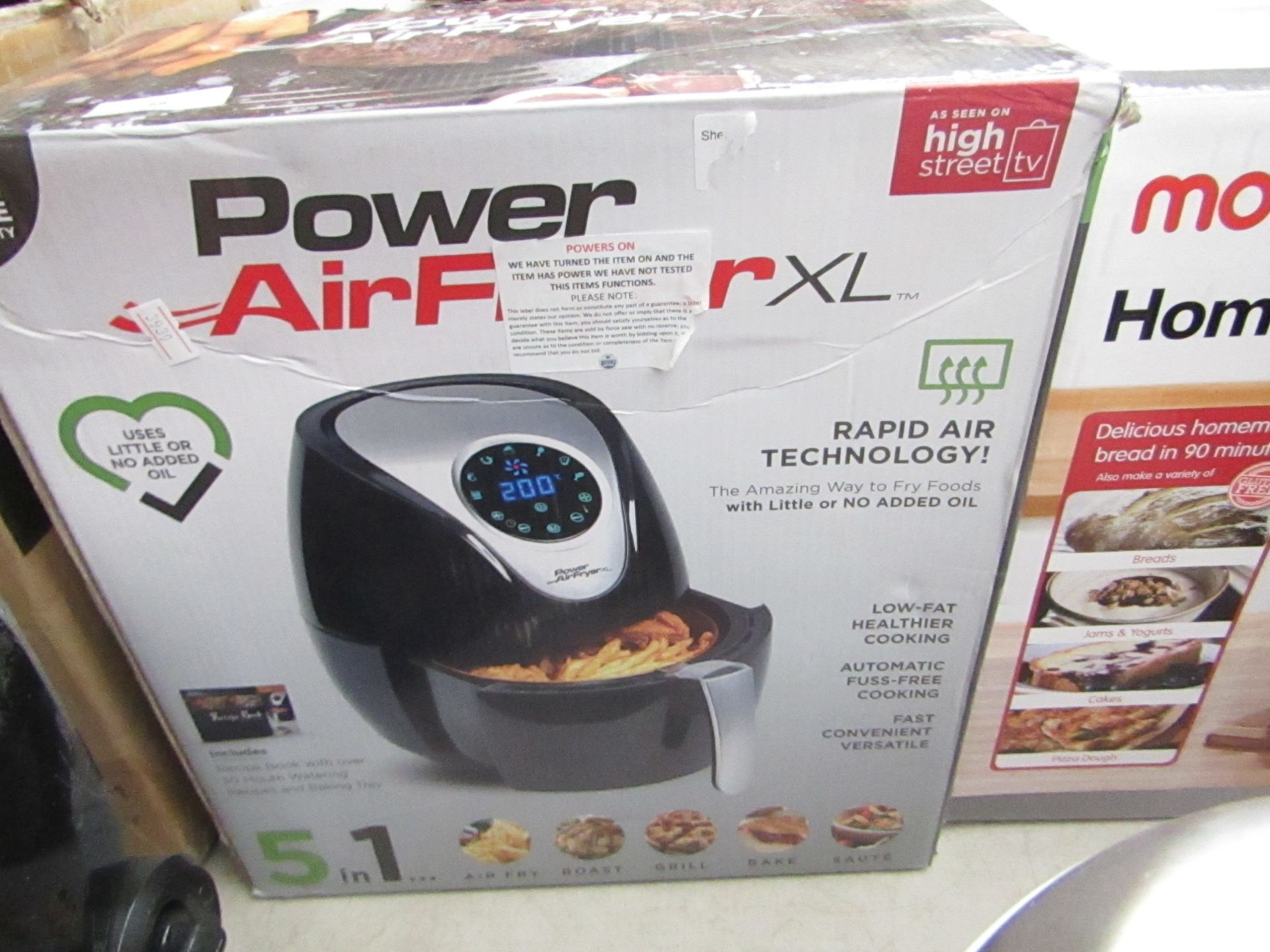 power air fryer XL powers on and boxed