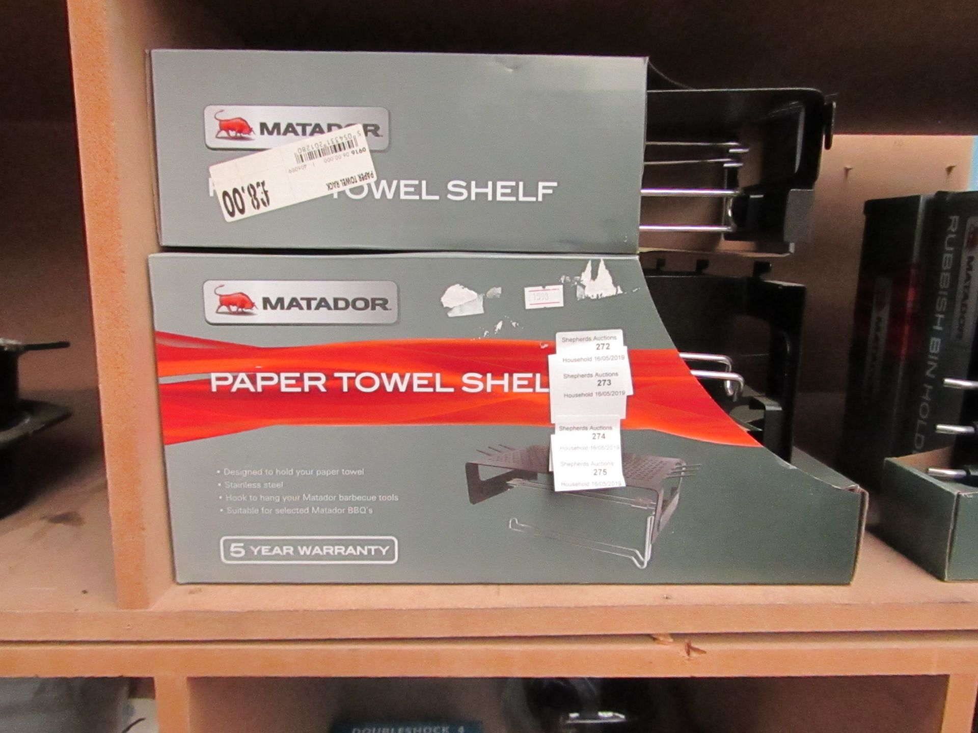 Matador paper towel shelf, new and boxed.