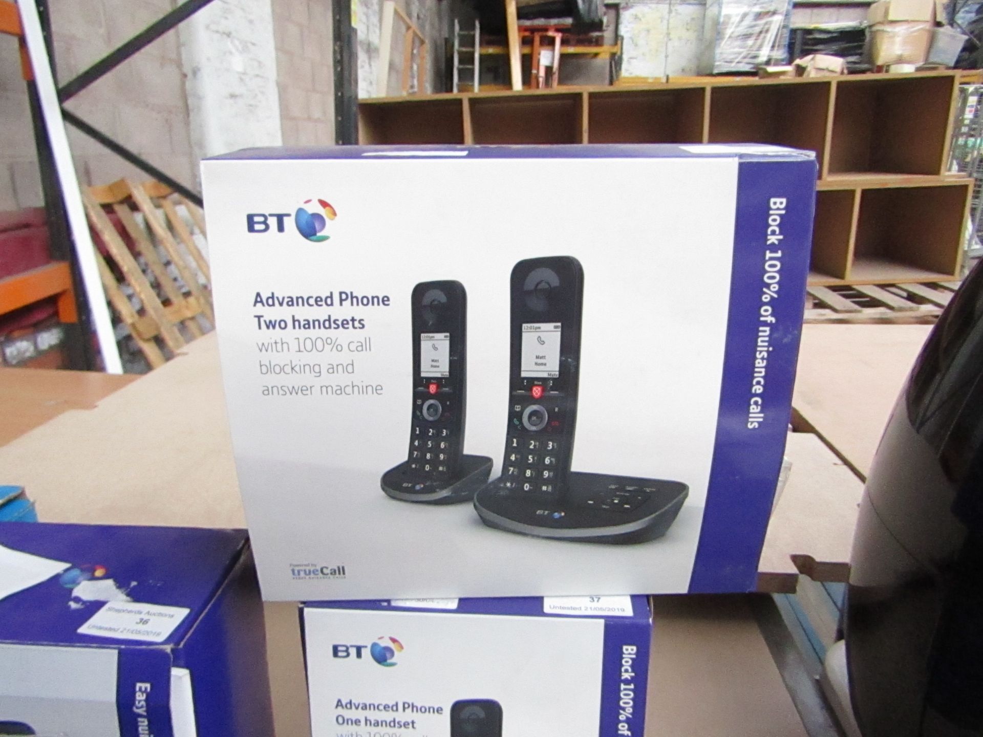 BT advanced phones two handsets with call blocking, untested and boxed.