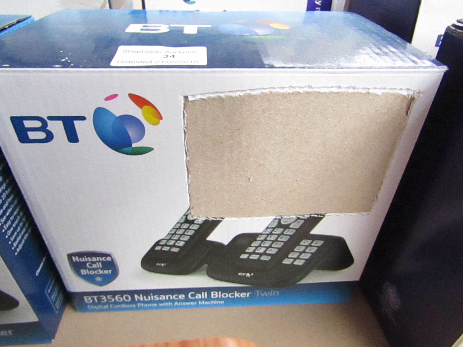 BT BT3560 nuisance call blocker twn, digital phone with answering machine, unchecked and boxed.