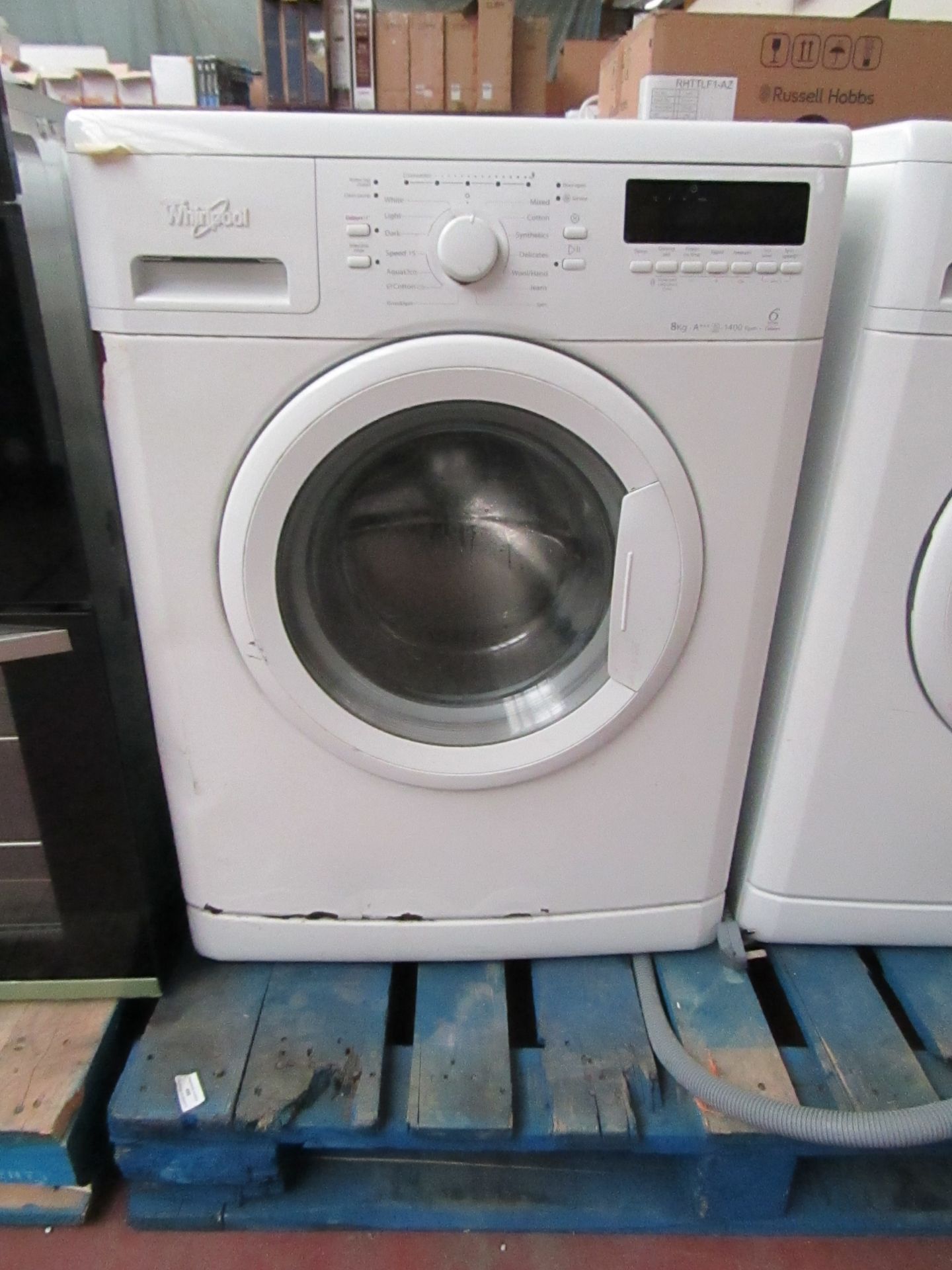 Whirlpool 6th sense 8Kg washing machine, no plug to test