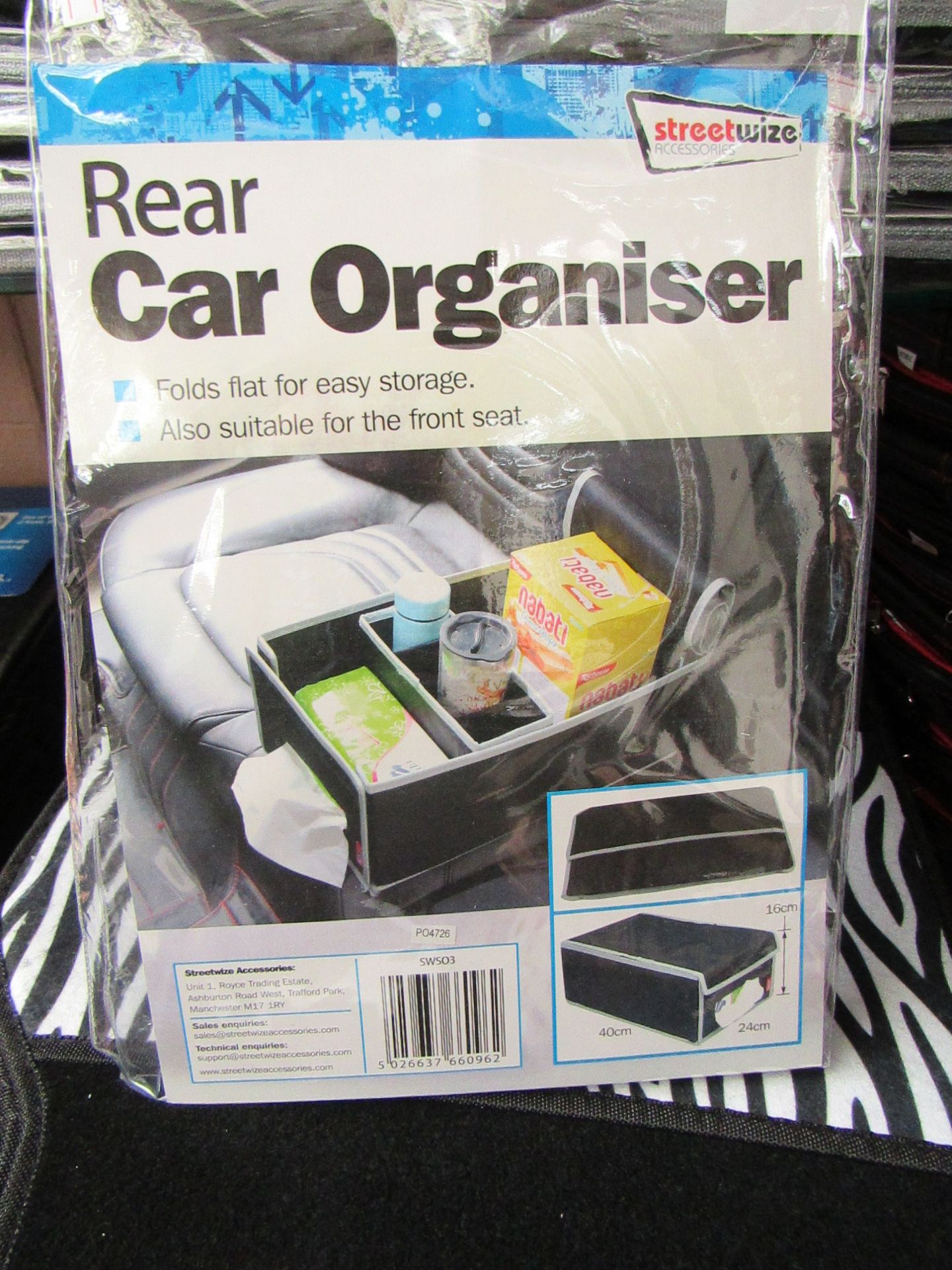 2 x Streetwize Car organisers, folds flat for easy storage, also suitable for front seat,new &