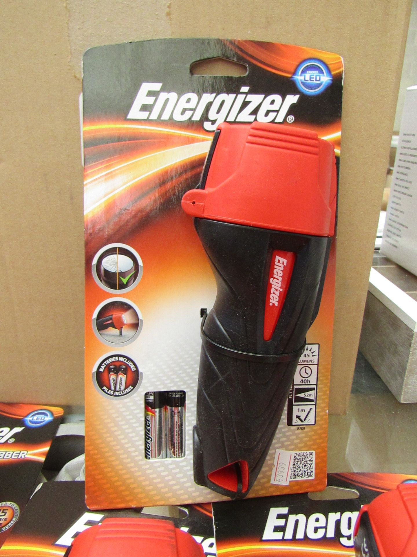 Energizer LED Torch Impact rubber, comes with batteries. New