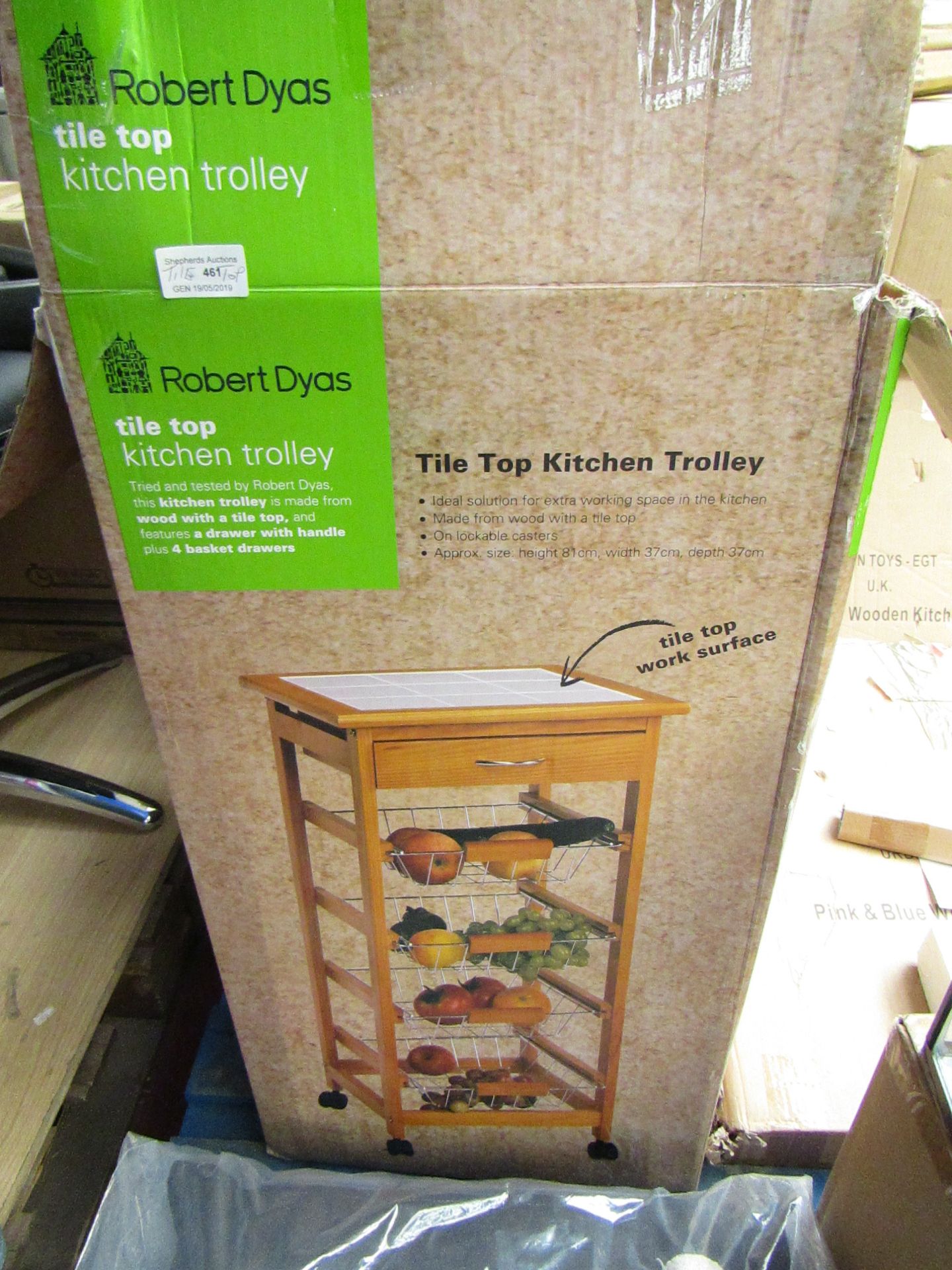 Tile Top Kitchen Trolley boxed unchecked