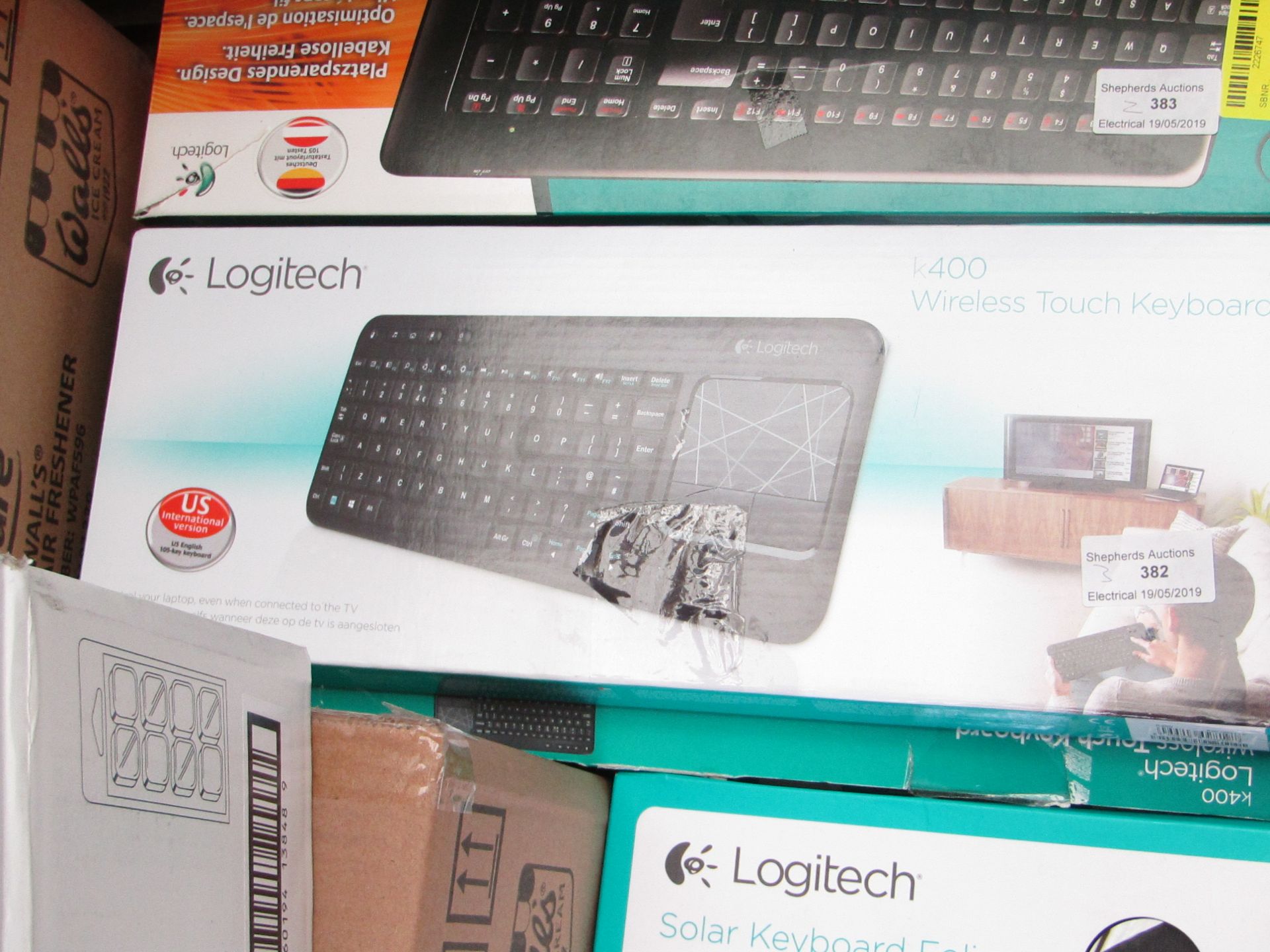 3x Logitech K400 wireless touch keyboard, untested and boxed.