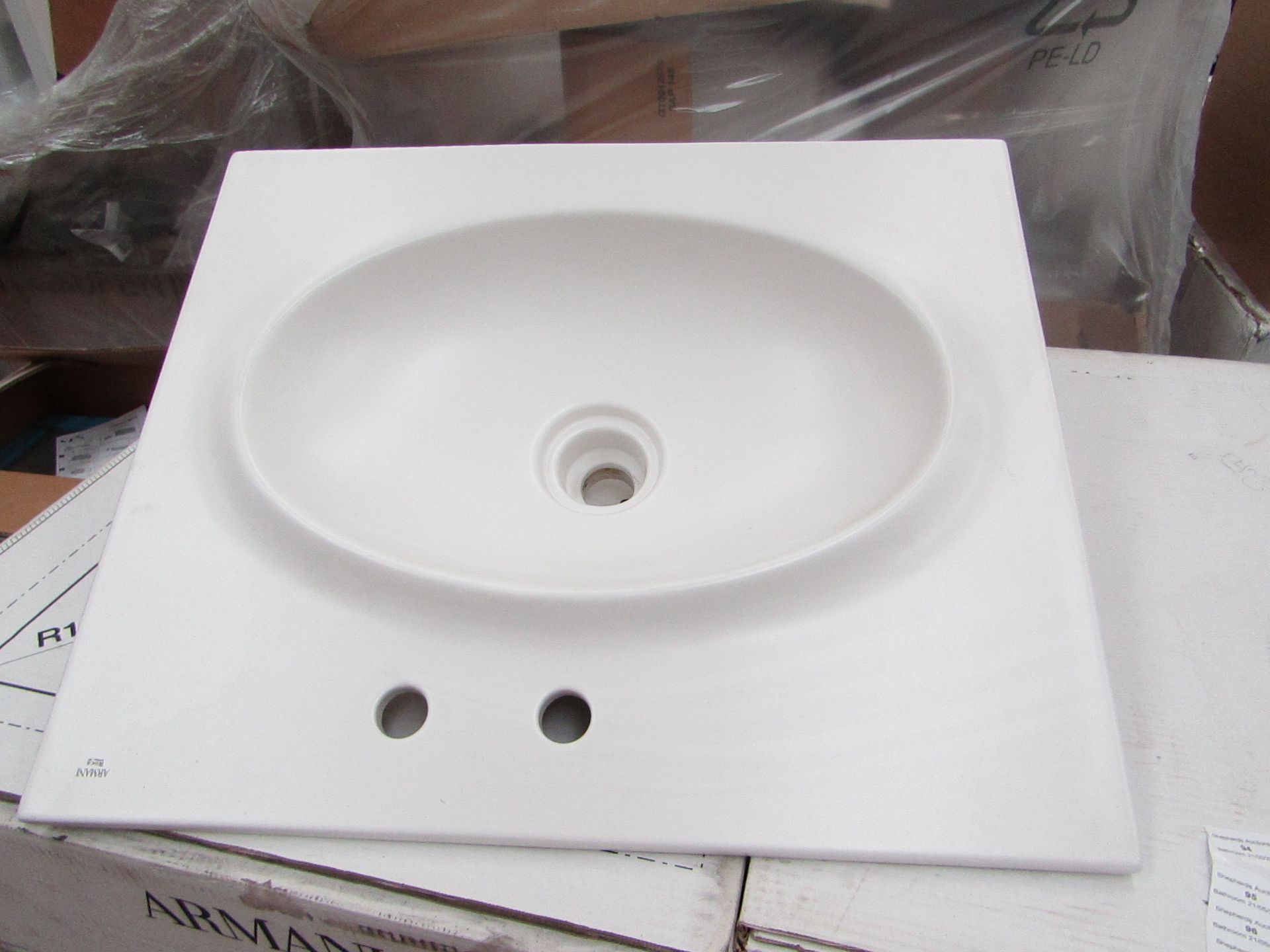 Armani Roca 650mm inset sink, unused with original box.