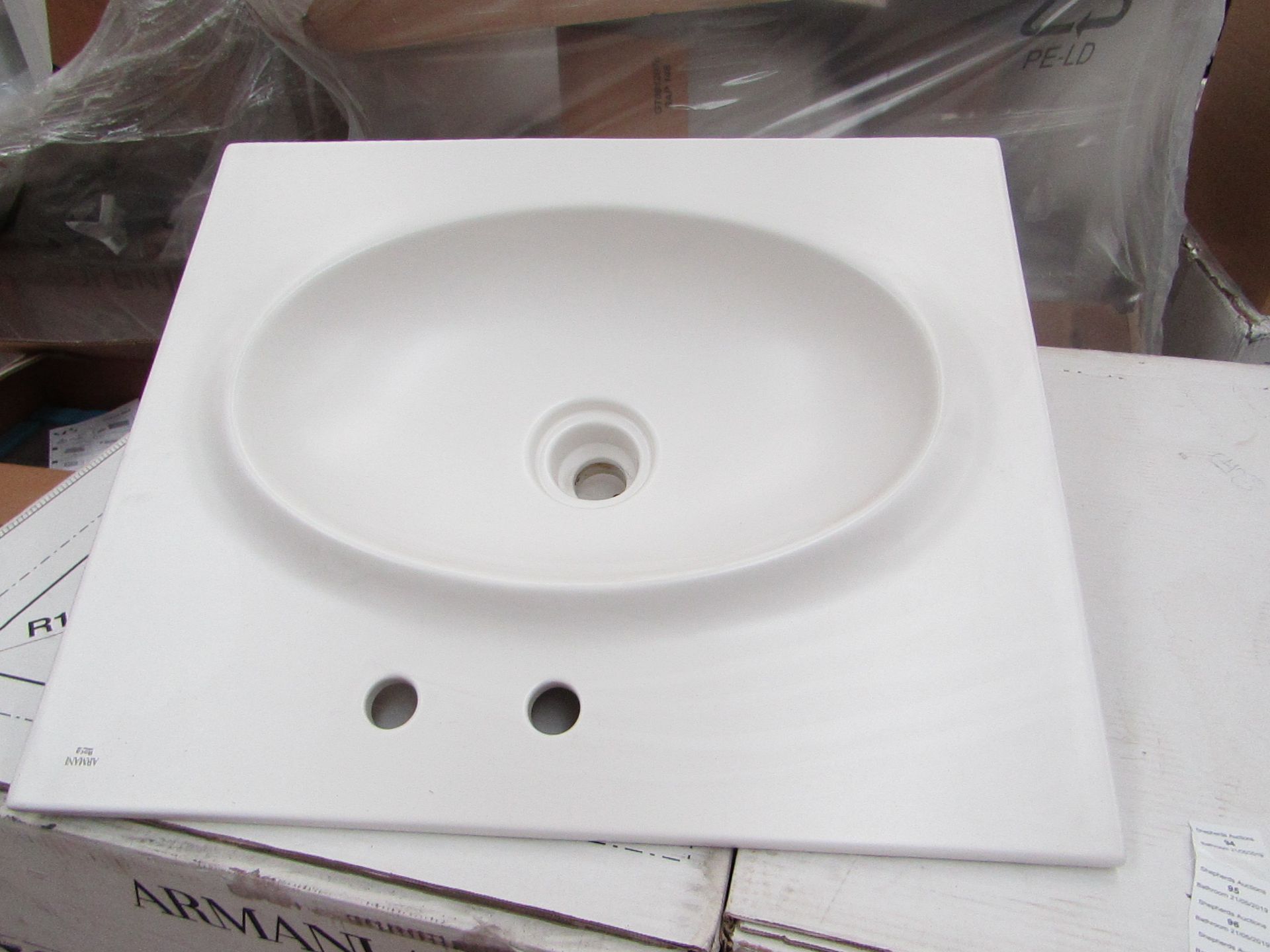 Armani Roca 650mm inset sink, unused with original box.