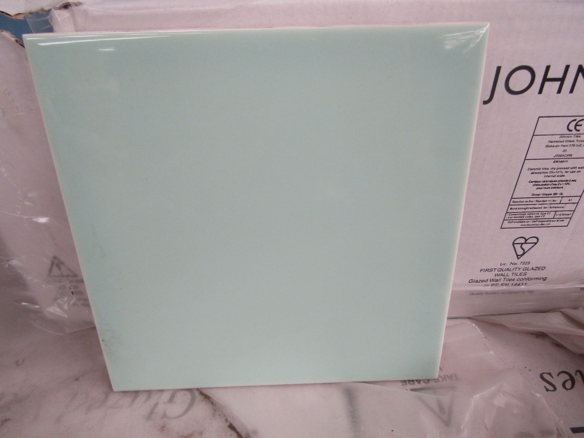 Pallet of 90x Packs of Johnsons Prismatic Peppermint Coloured 15x15cm Tiles, RRP £14.99 a Pack