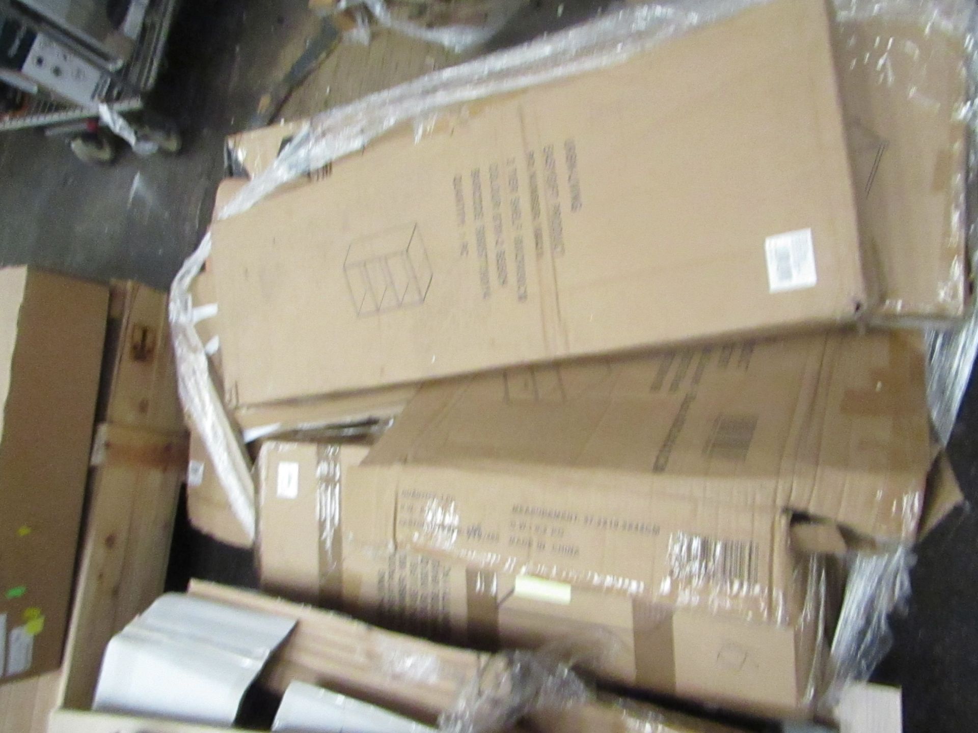 3x Pallets of Flat pack Furniture, some loose and some still boxed, most looks to be shelving units - Image 4 of 4