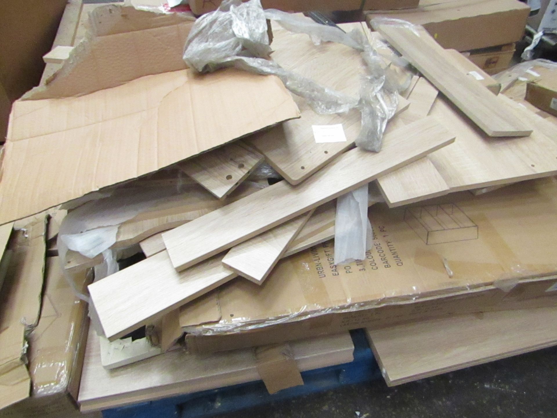 3x Pallets of Flat pack Furniture, some loose and some still boxed, most looks to be shelving units - Image 3 of 4