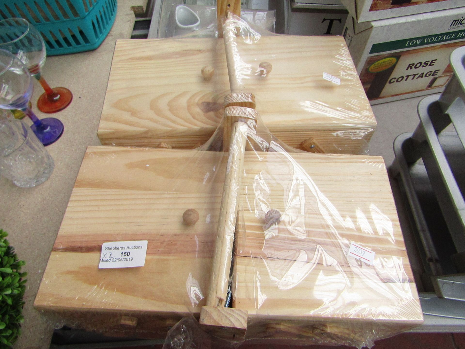 2 X Wooden Sewing Boxes both have slight damage to handles,both still in packaging