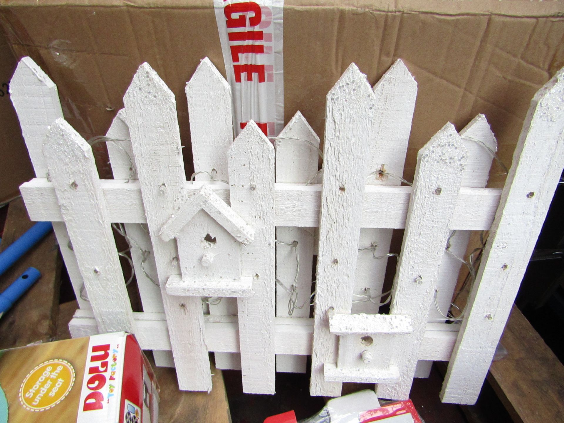 2 X Xmas Themed Light up Picket Fences untested & boxed