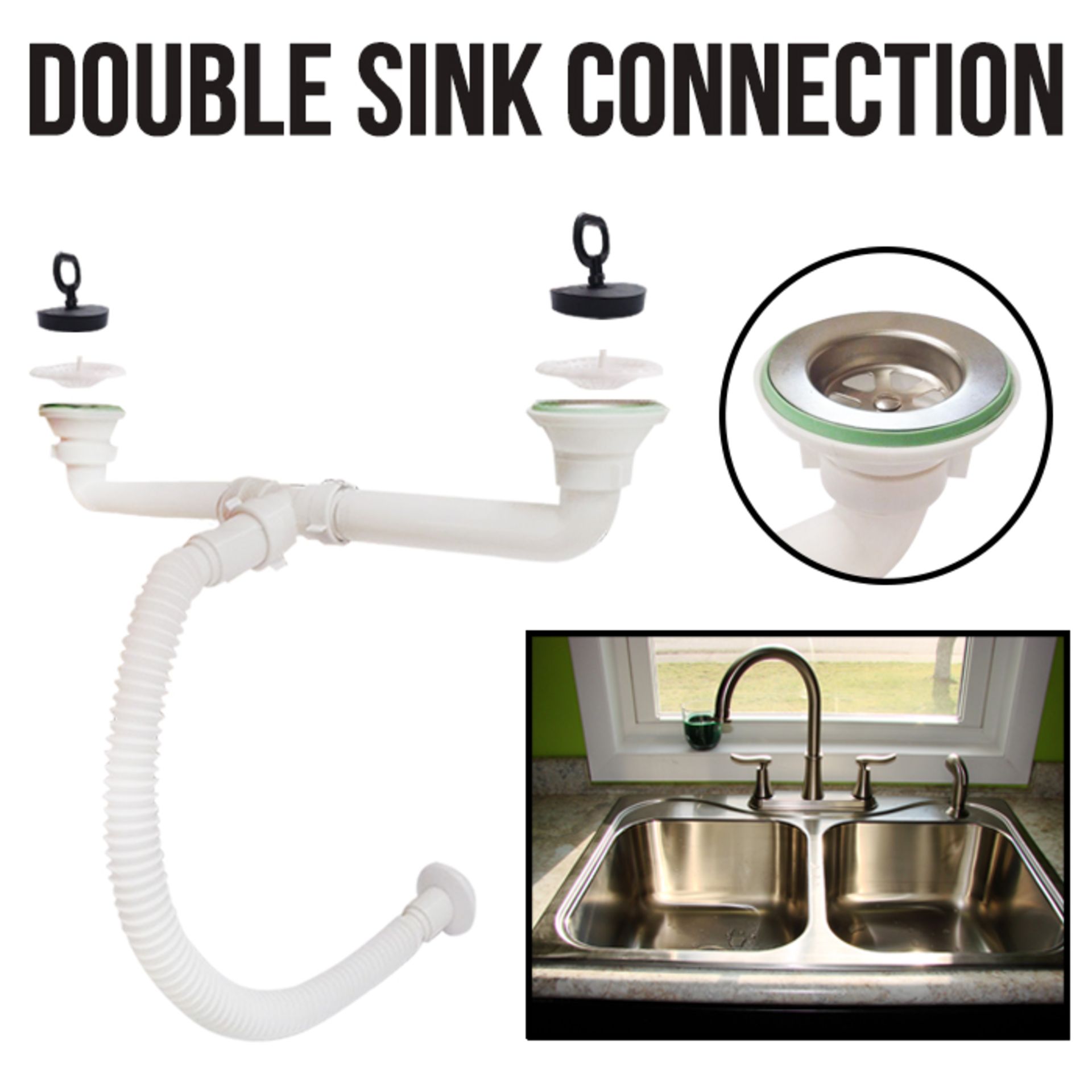 Double Drainer Waste Kit White Colour PVC Under Sink Drainage Set - A MUST KEEP ITEM in Tool