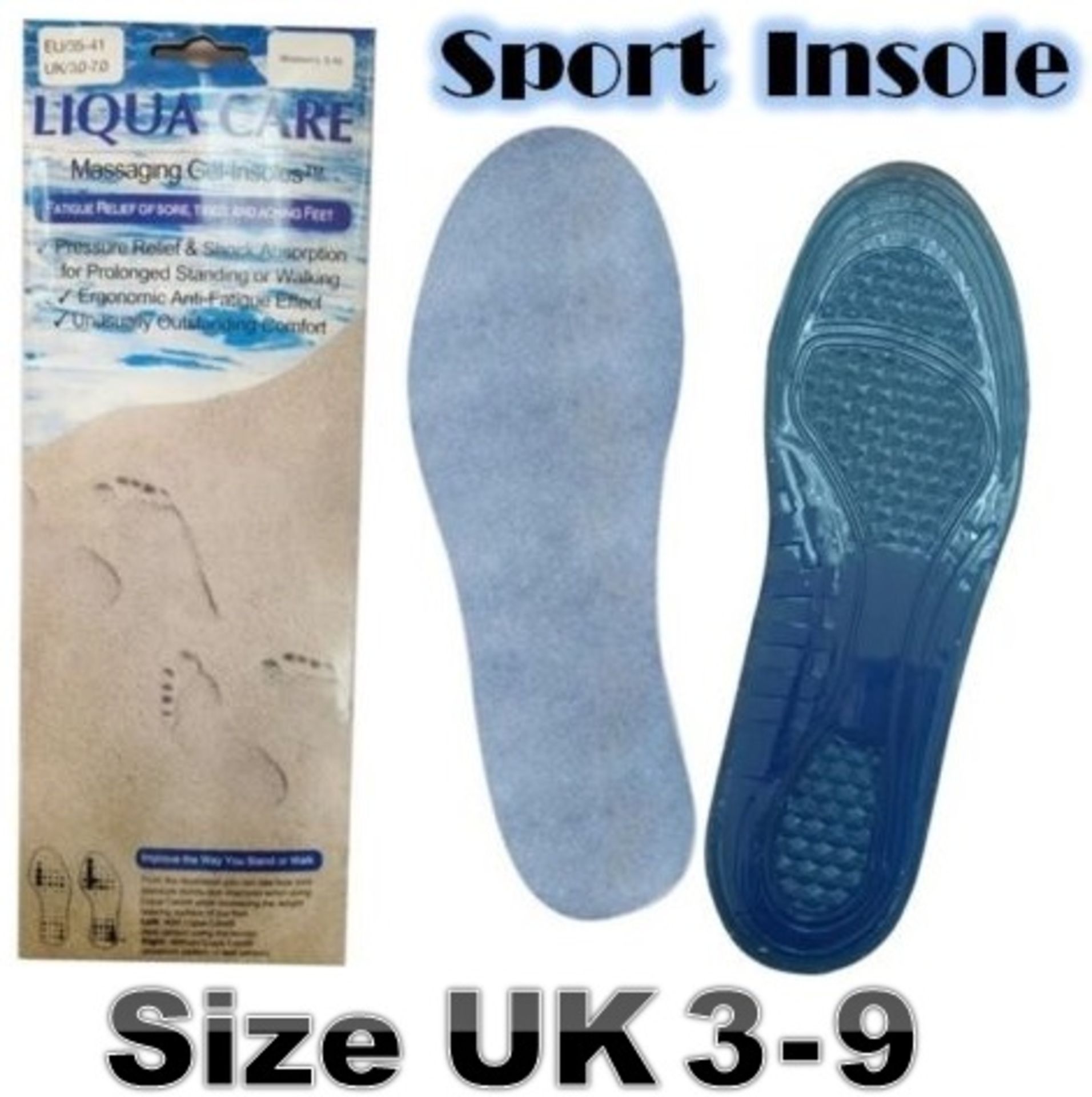 UK3 - UK9 size Ladies Everyday Gel Insoles - Help Reduce Excessive Pressure of your Feet - Shock
