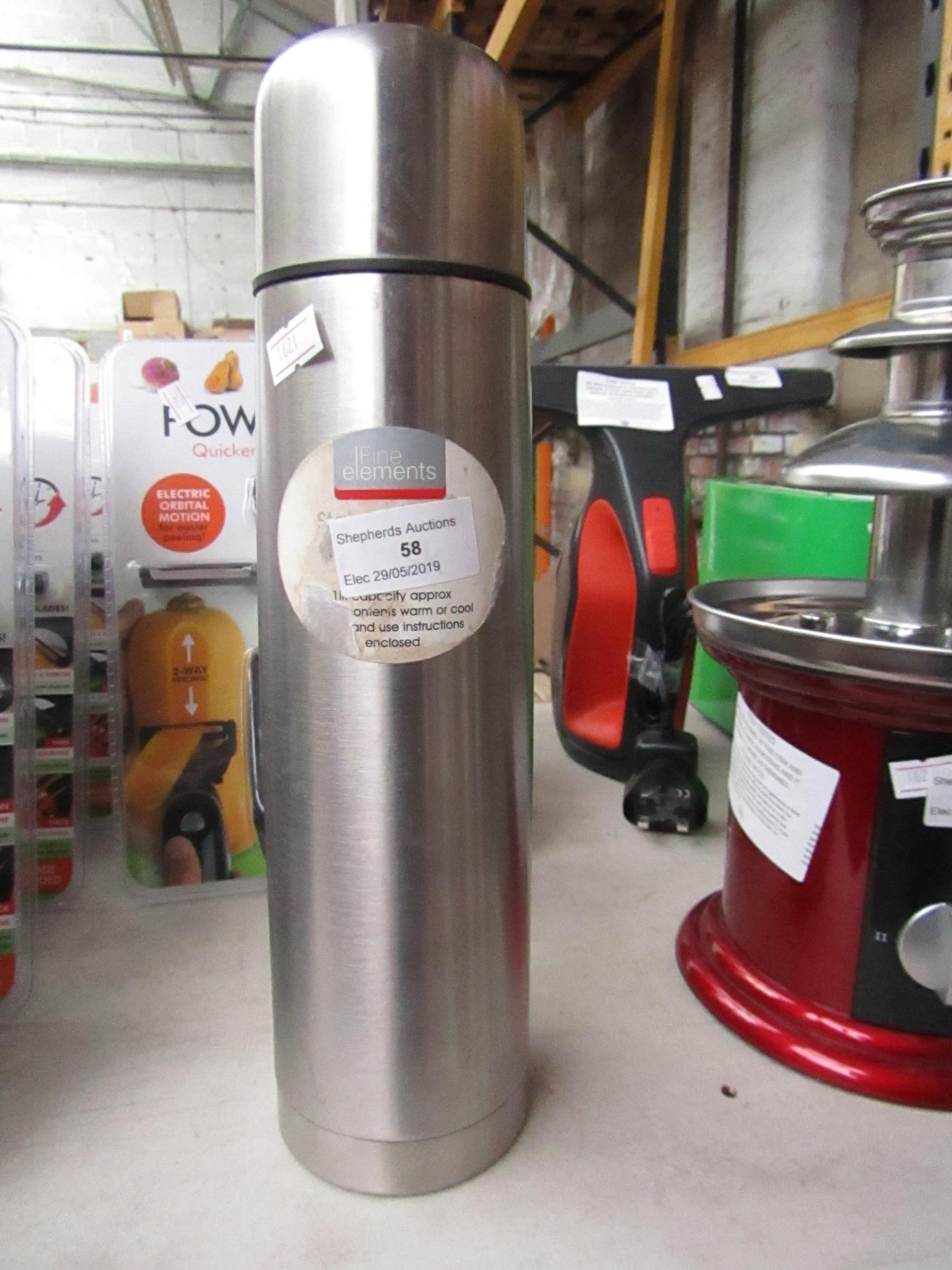 Fine elements, stainless steel thermo flask, unboxed and unchecked