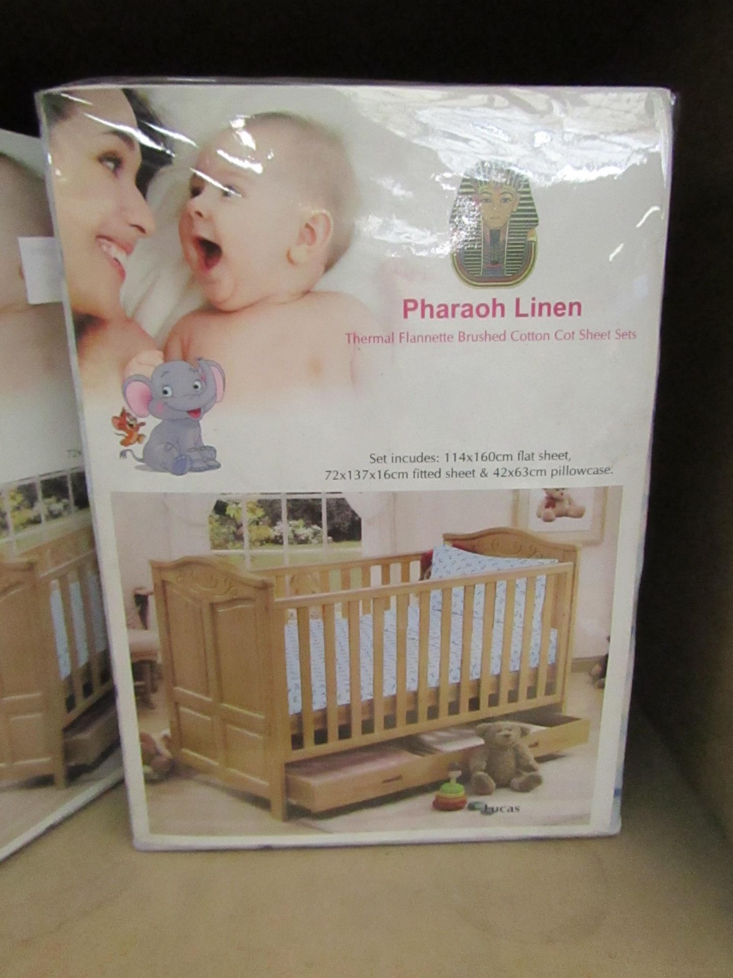 Pharaoh Linen Thermal Flannel brushed cotton cot sheet set, new and packaged.