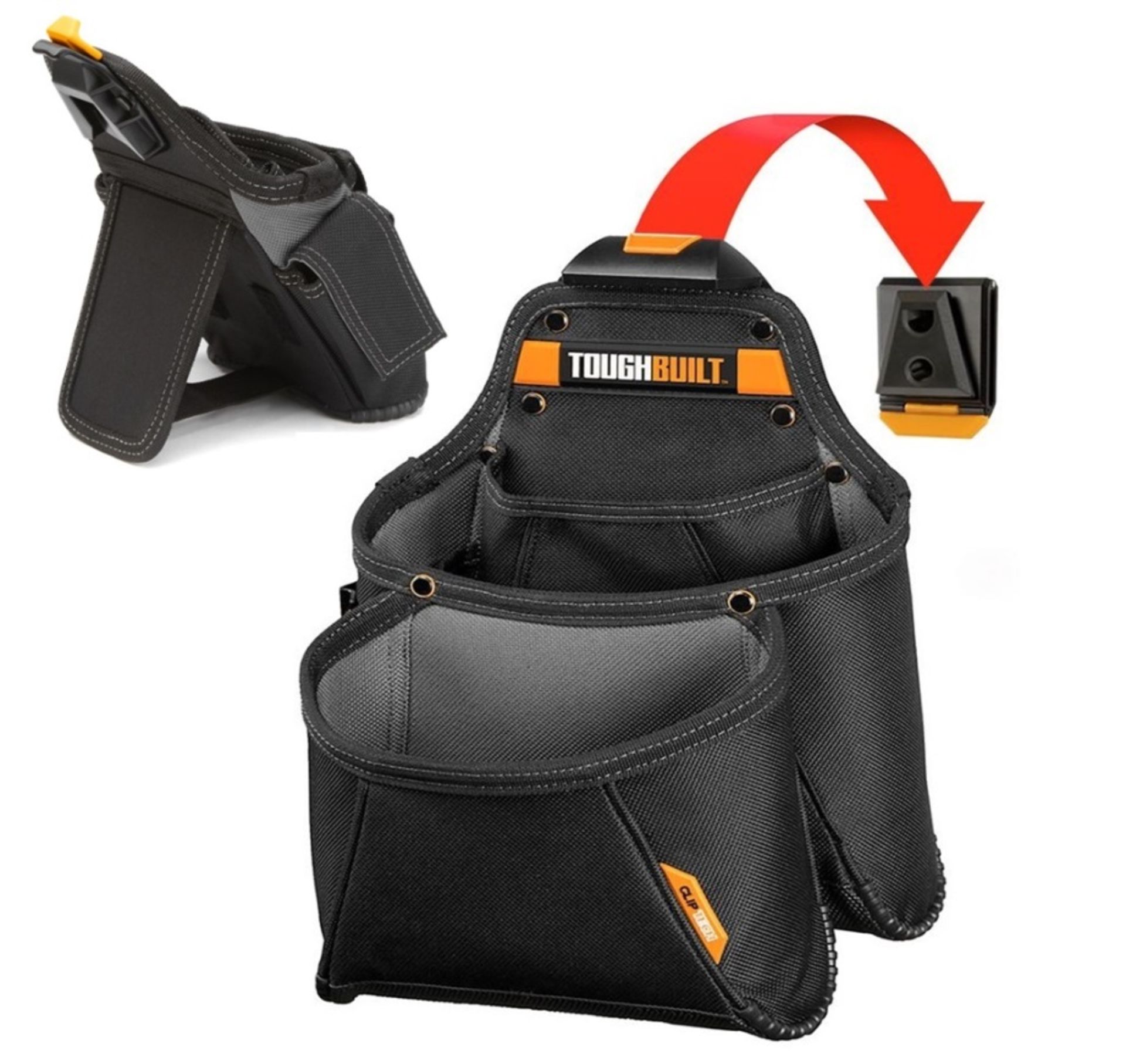 TOUGHBUILT - Heavy Duty - 6 Pocket Supply Pouch with Clip On / Off Belt System for Builders