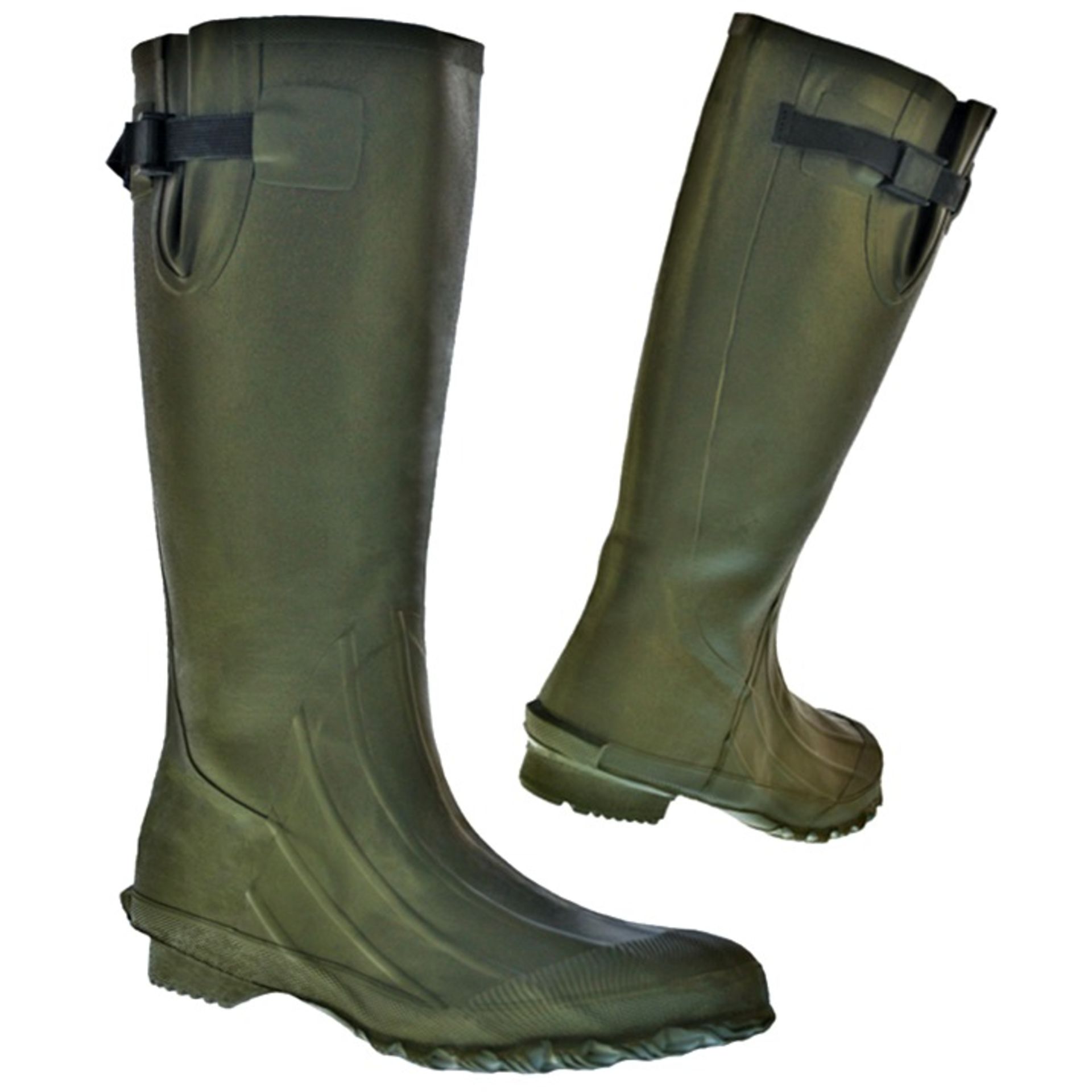 Size UK 12 Men's Plain Khaki Colour Rubber Wellies Fishing Hunting Festival Rain Wellington Boots