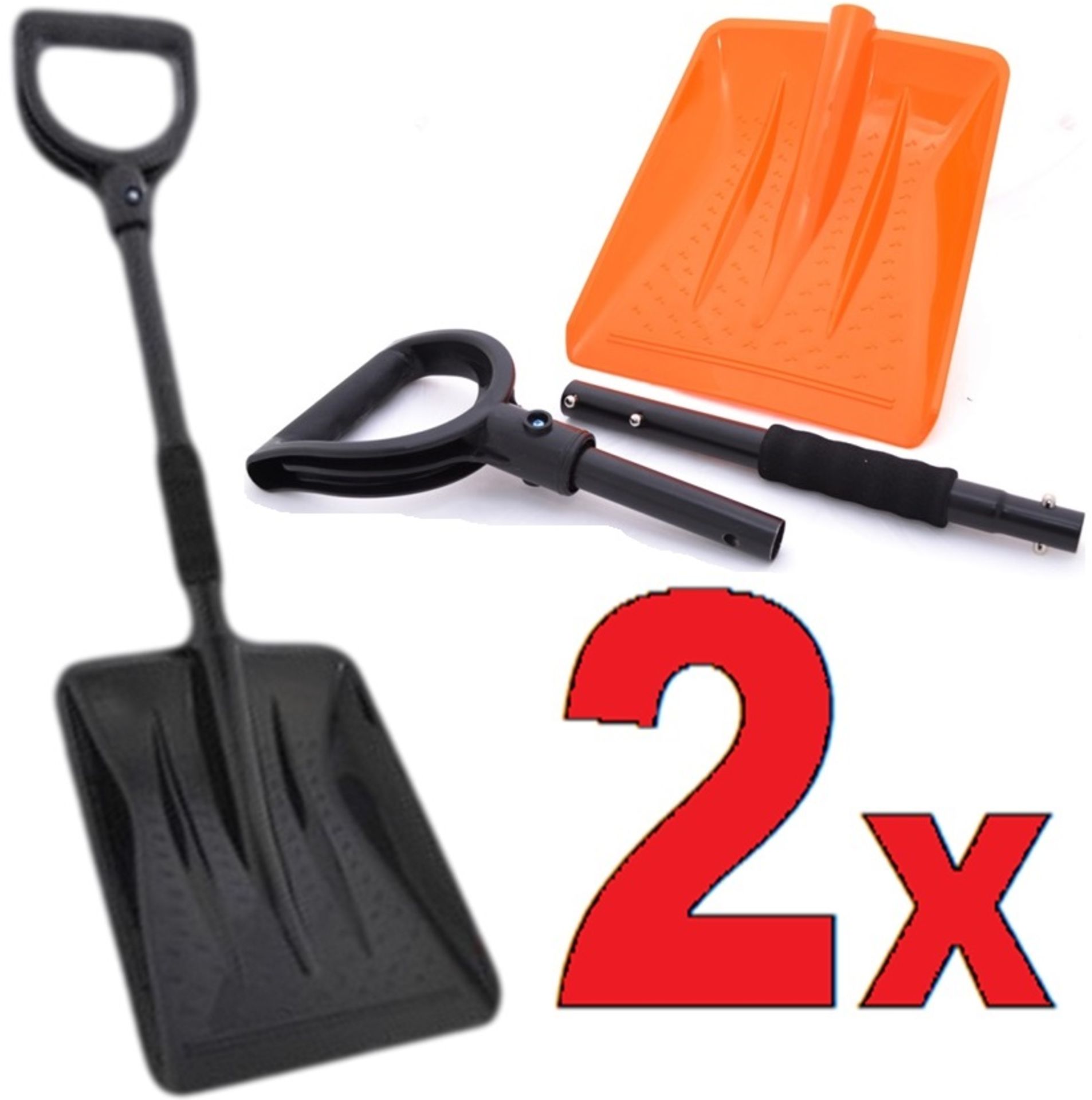 2x pcs Folding Shovels to Keep in Car Boot - Summer Sand Spade for Huge Sand Castles / Winter