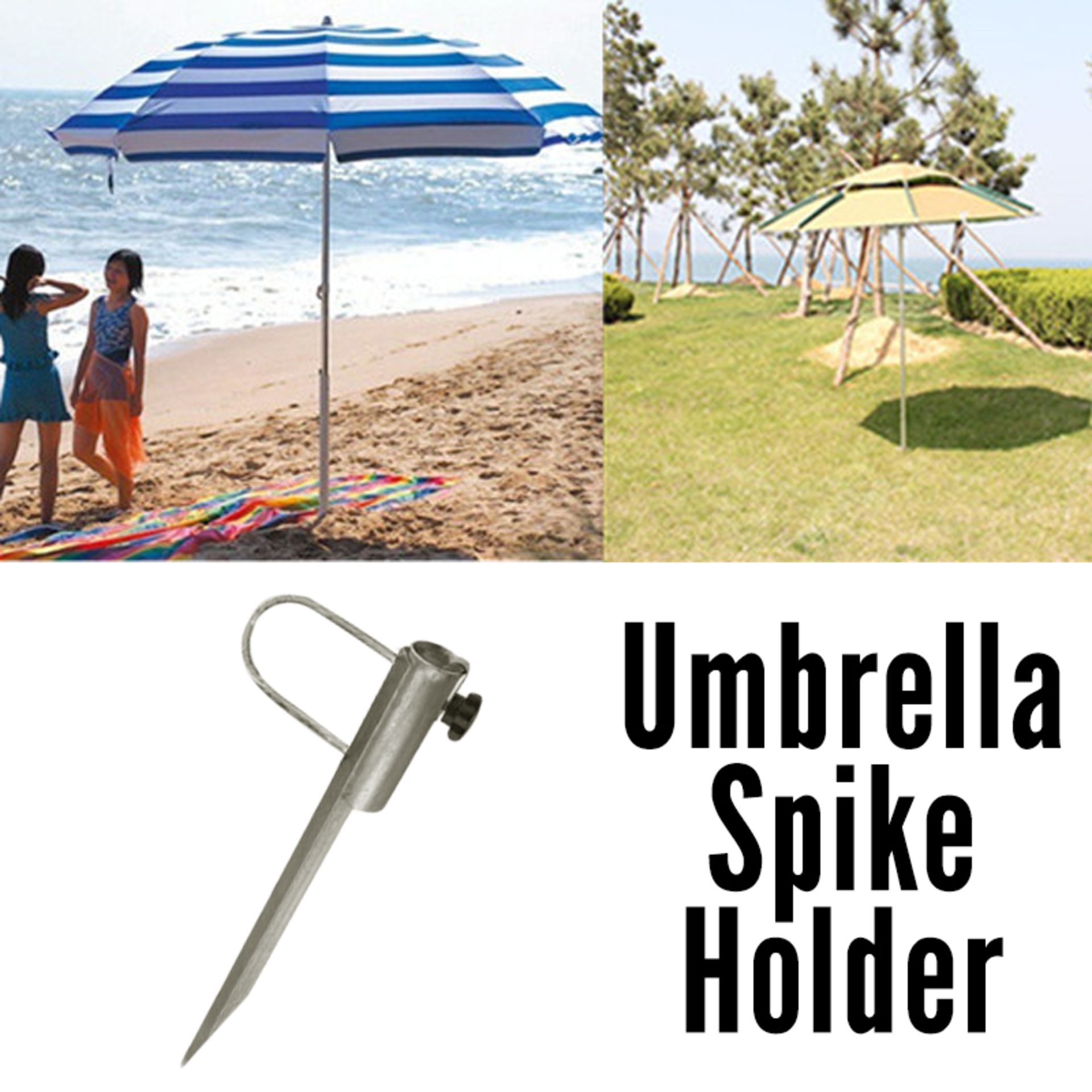 Heavy Duty - Adjustable Ground Metal Spike + 1x Waterproof Cover for Garden Camping Holiday