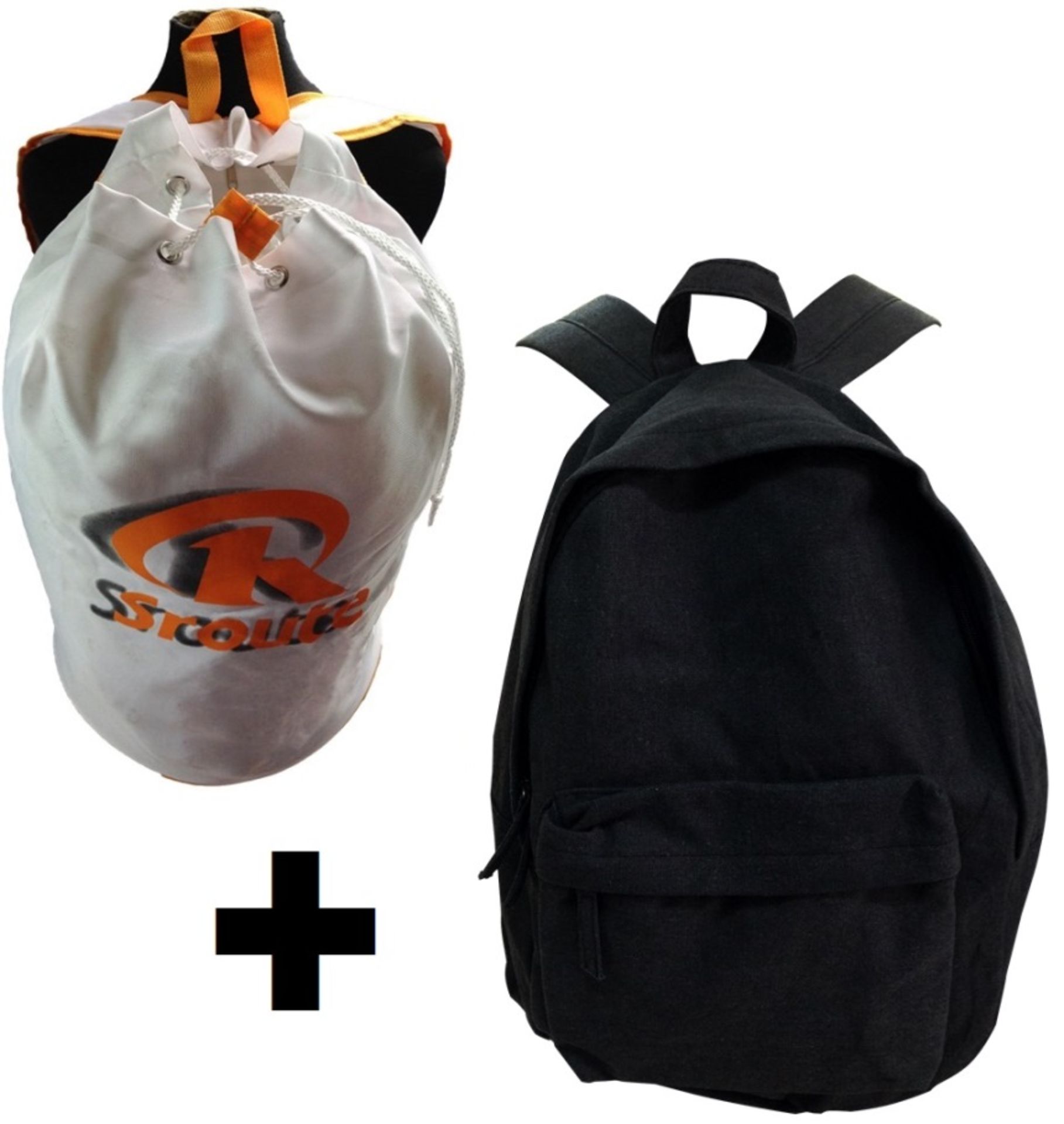 2x Traditional Shoulder Strap Rucksacks / Backpacks for Festival School PE Sport Camping Everyday