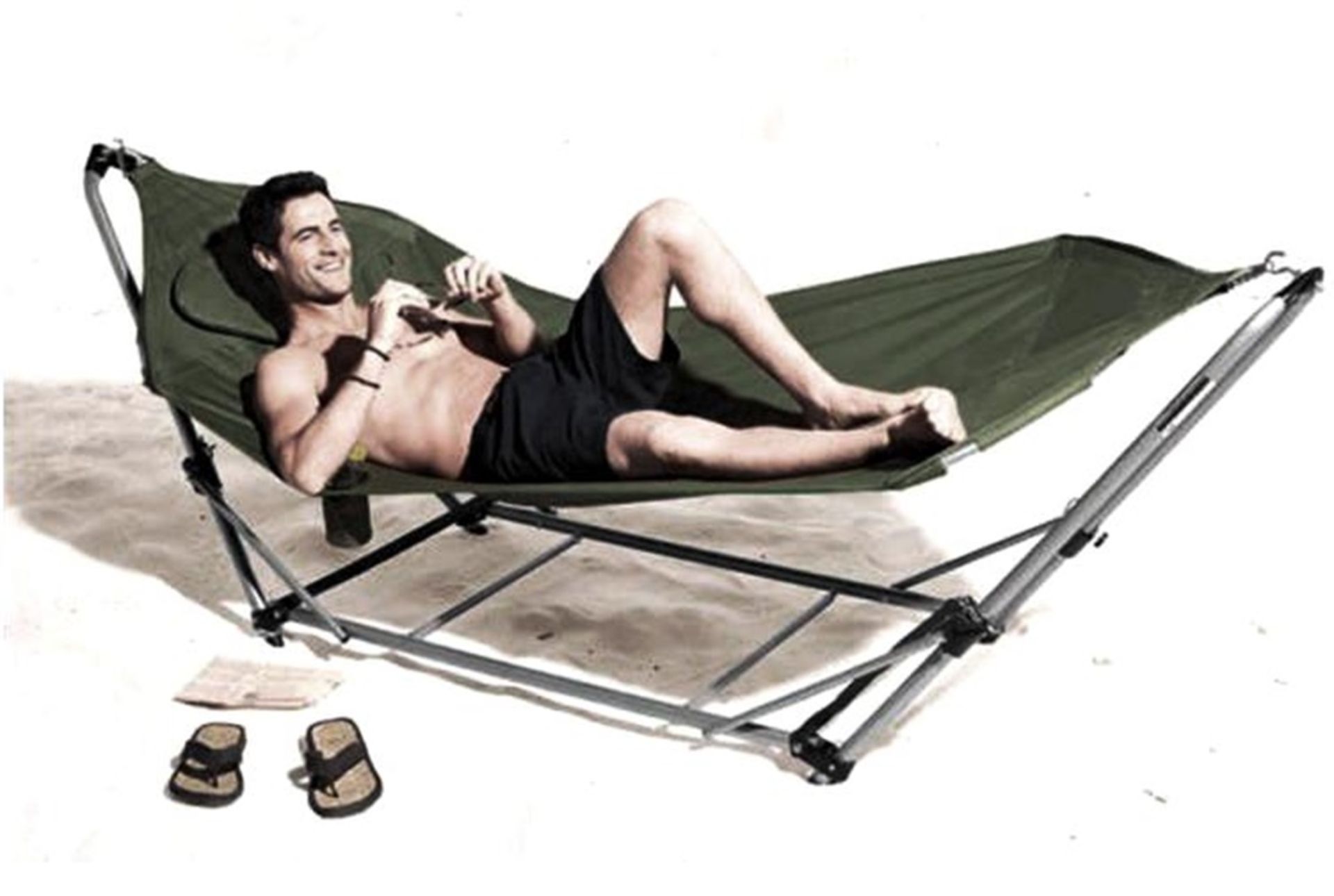 Free / Self Standing Hammock in Canvass Material with Steel Powder Coated Frame & Carry Backpack