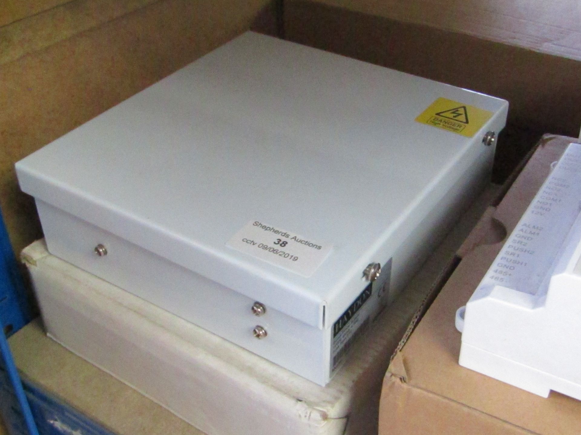 Haydon boxed power supply. Protective box that also powers DC12v cameras.