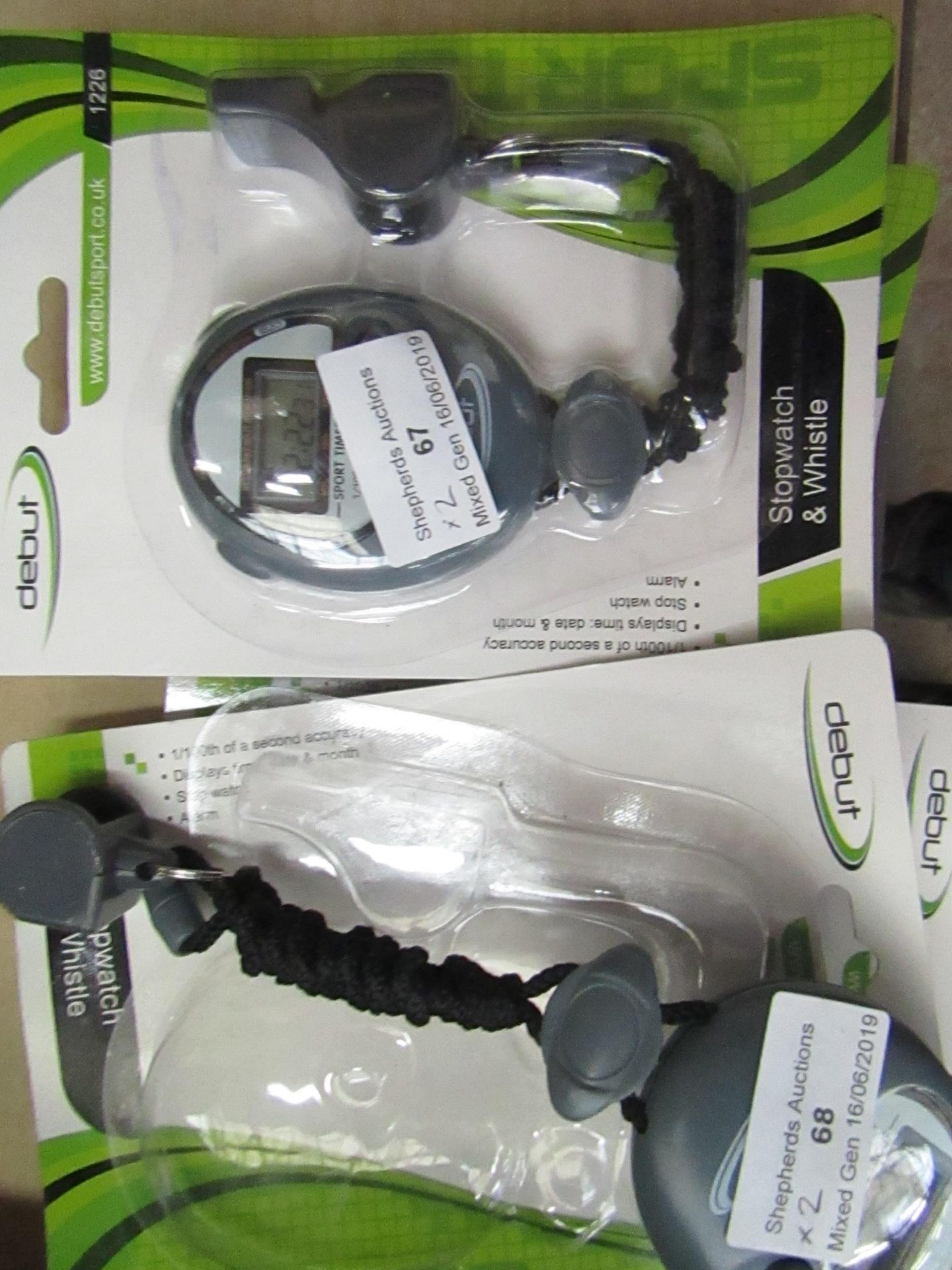 2 x Debut stopwatch and Whistle sets, new in packaging