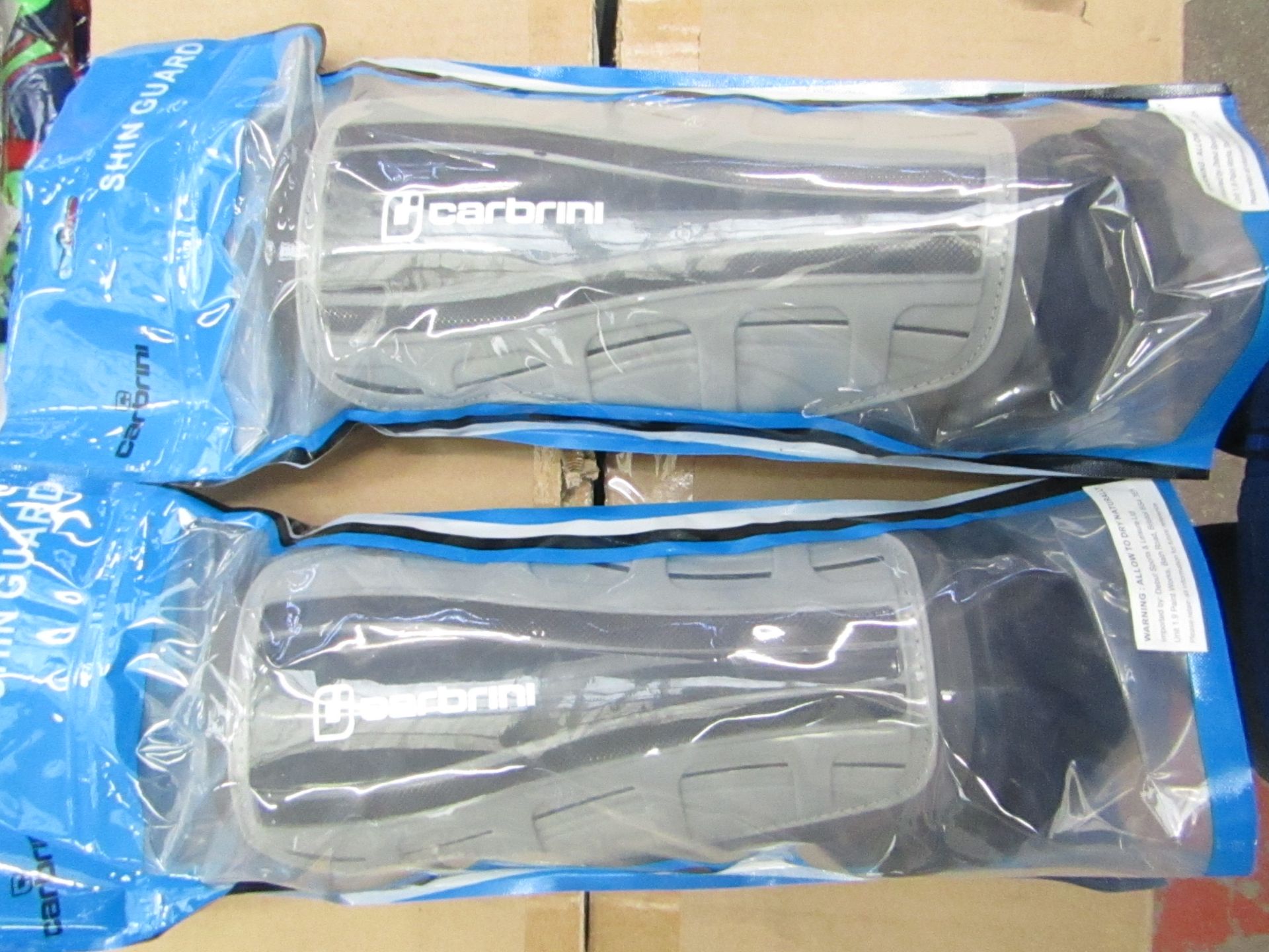 2 x Pair of Adult Carbrini Shin Guards with ankle protectors, new & packaged