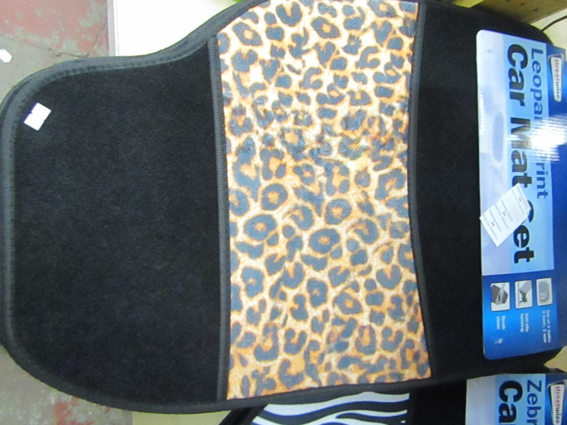 Streetwise Leopard Print 4 piece car mat set, new with POS still attached