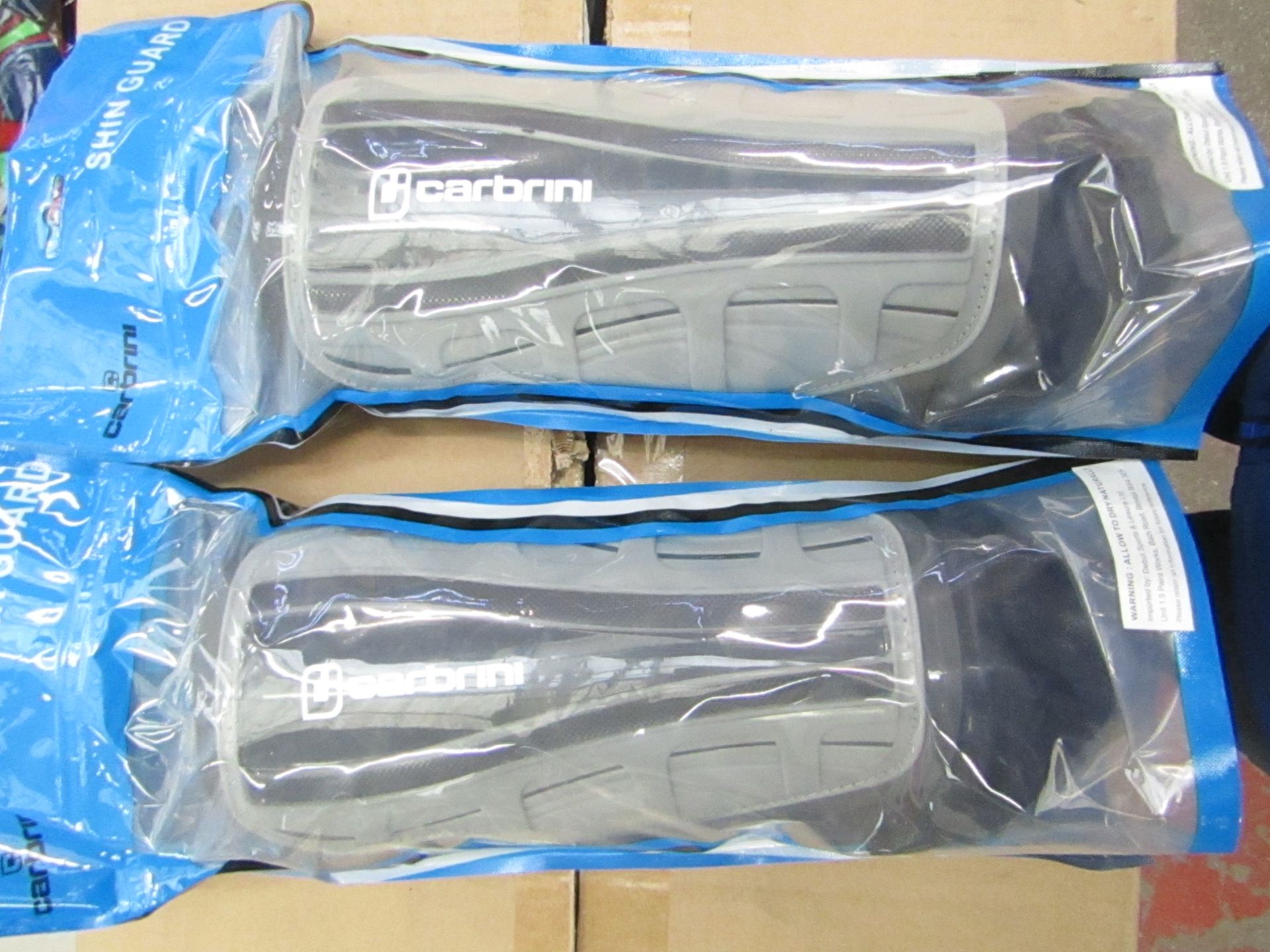 2 x Pair of Adult Carbrini Shin Guards with ankle protectors, new & packaged