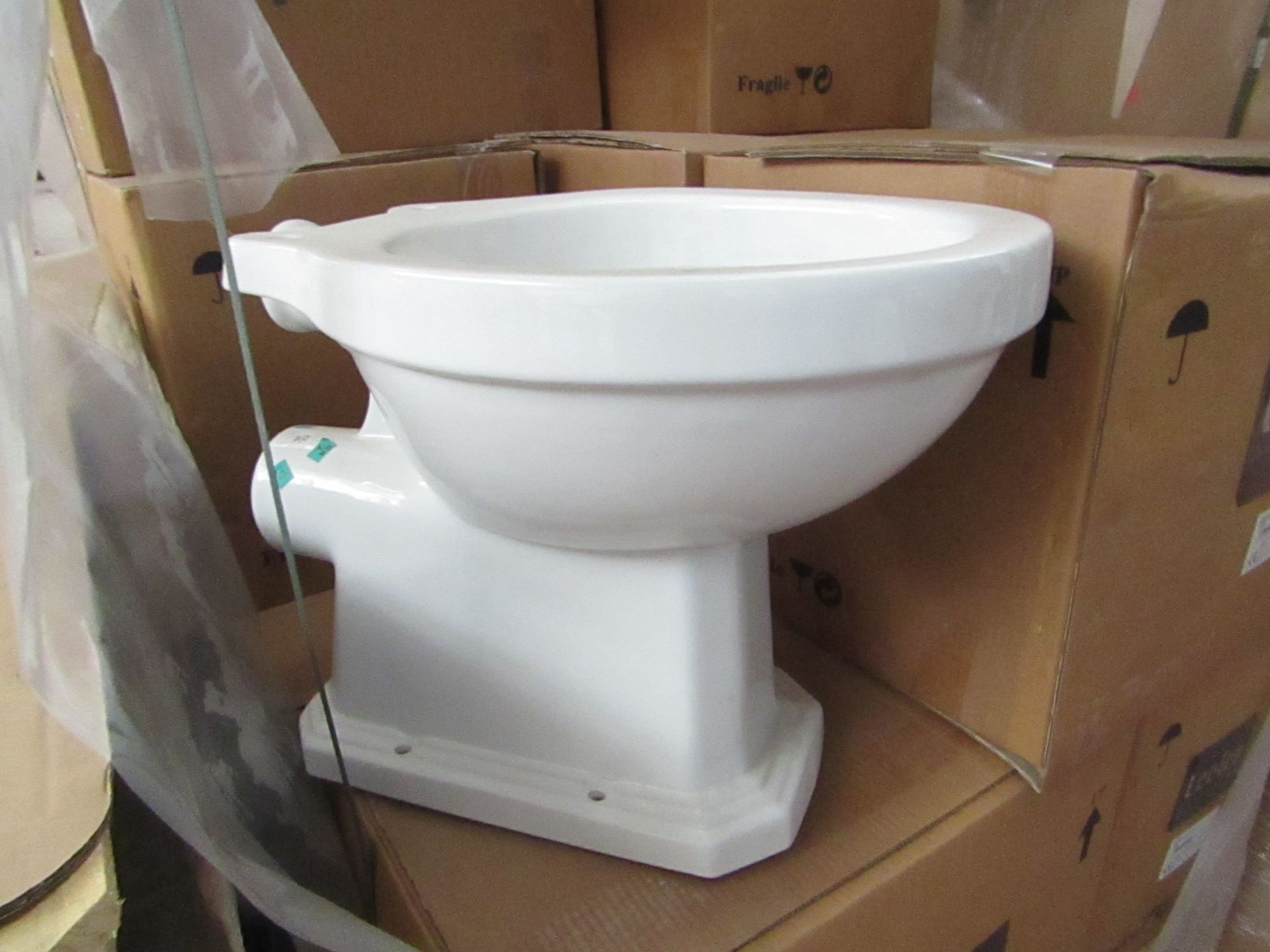 Lecico New Hamilton Low Level toilet pan, unused and boxed, more may be available to the winning