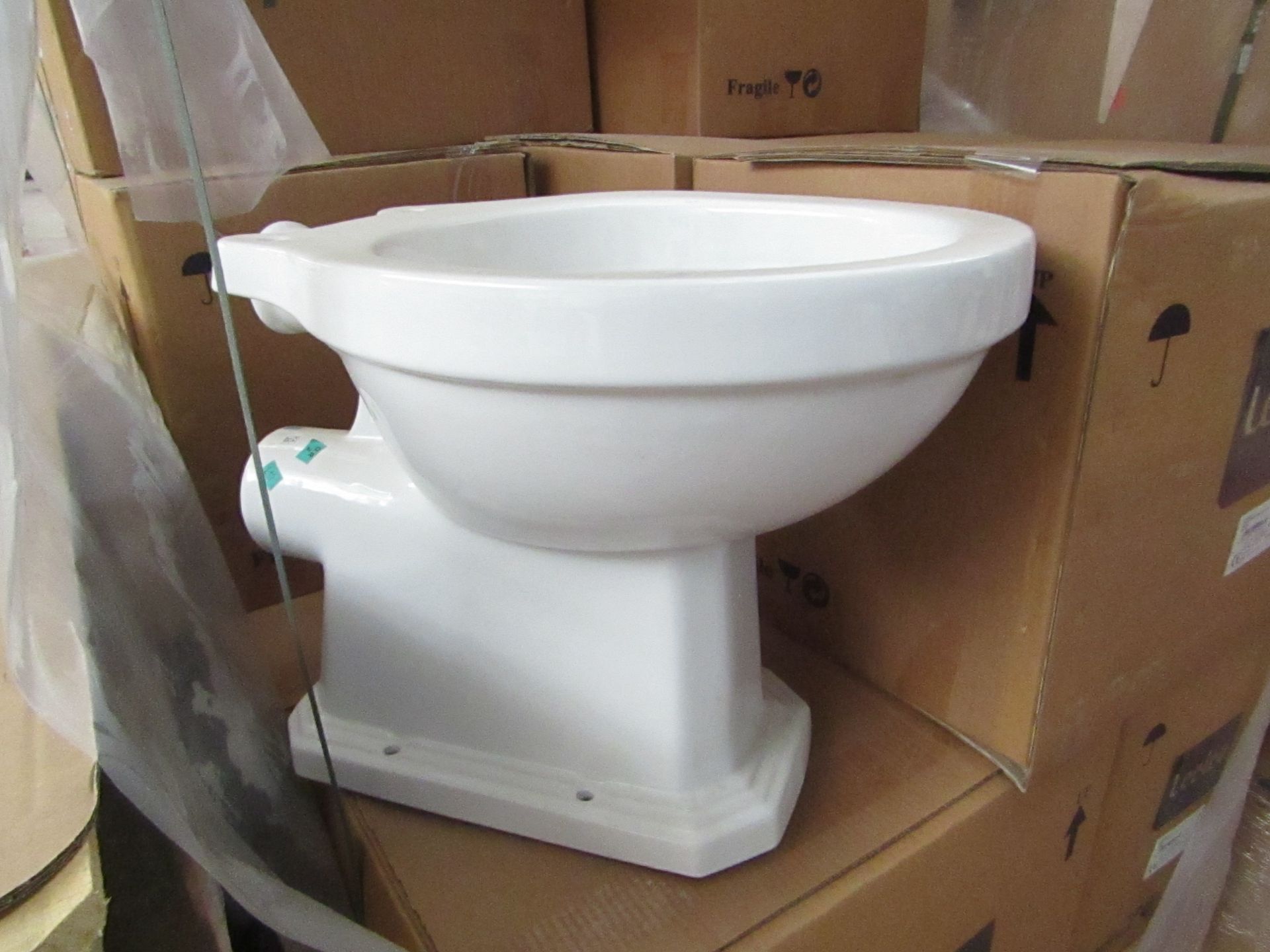 Lecico New Hamilton Low Level toilet pan, unused and boxed, more may be available to the winning