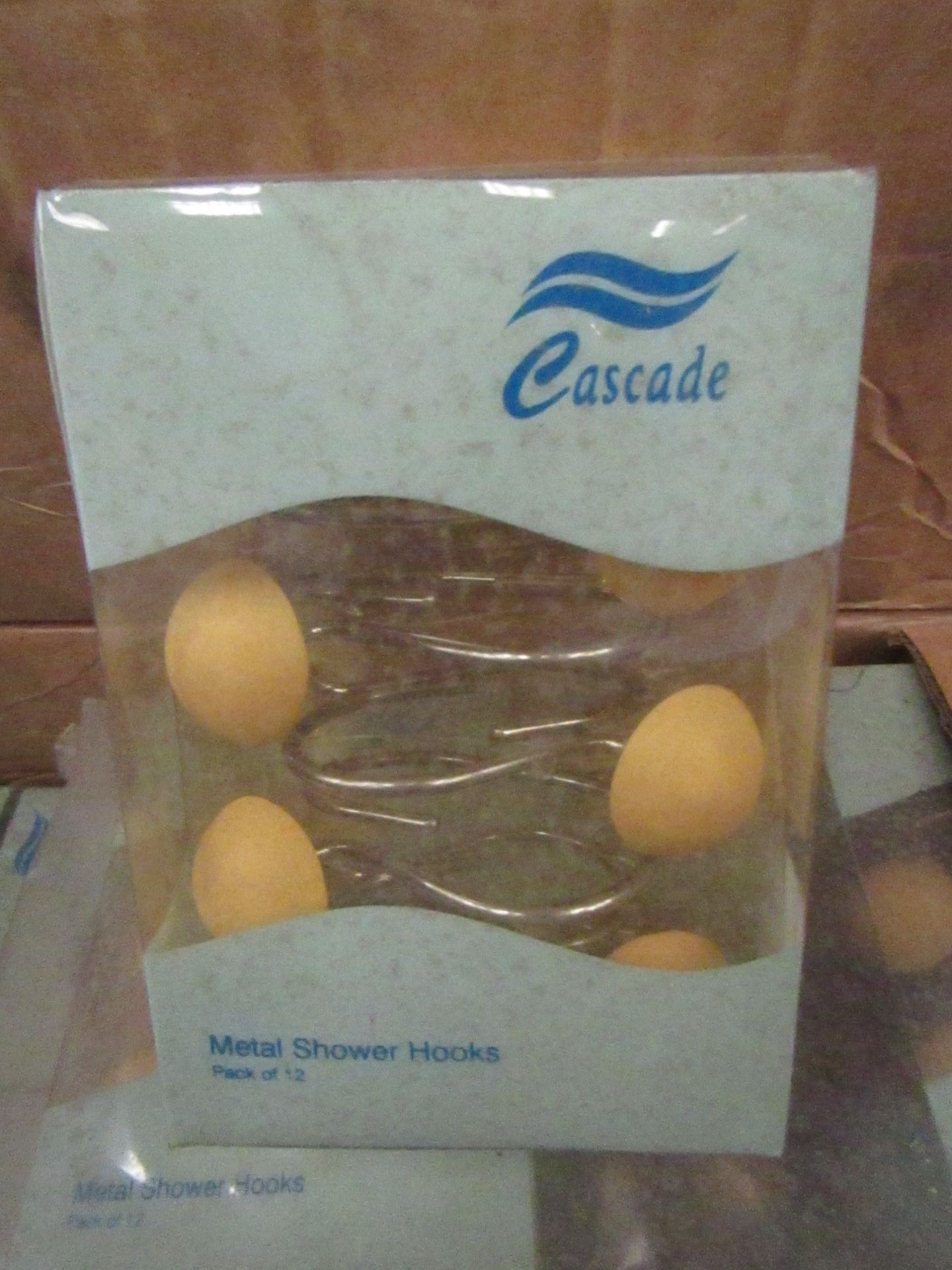 1 x box of 72 packs 12 per pack Cascade Metal Shower Curtain Hooks packaged