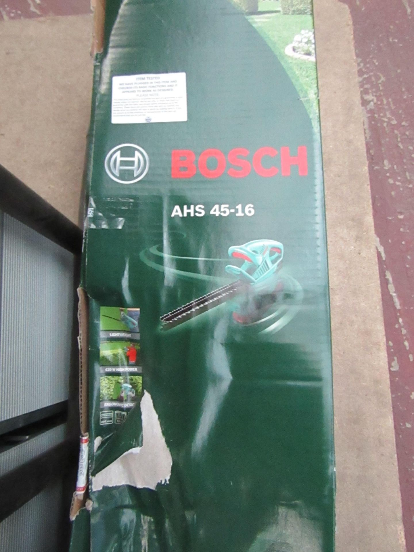 Bosch AHS 45-16 hedge trimmer, tested working and boxed.