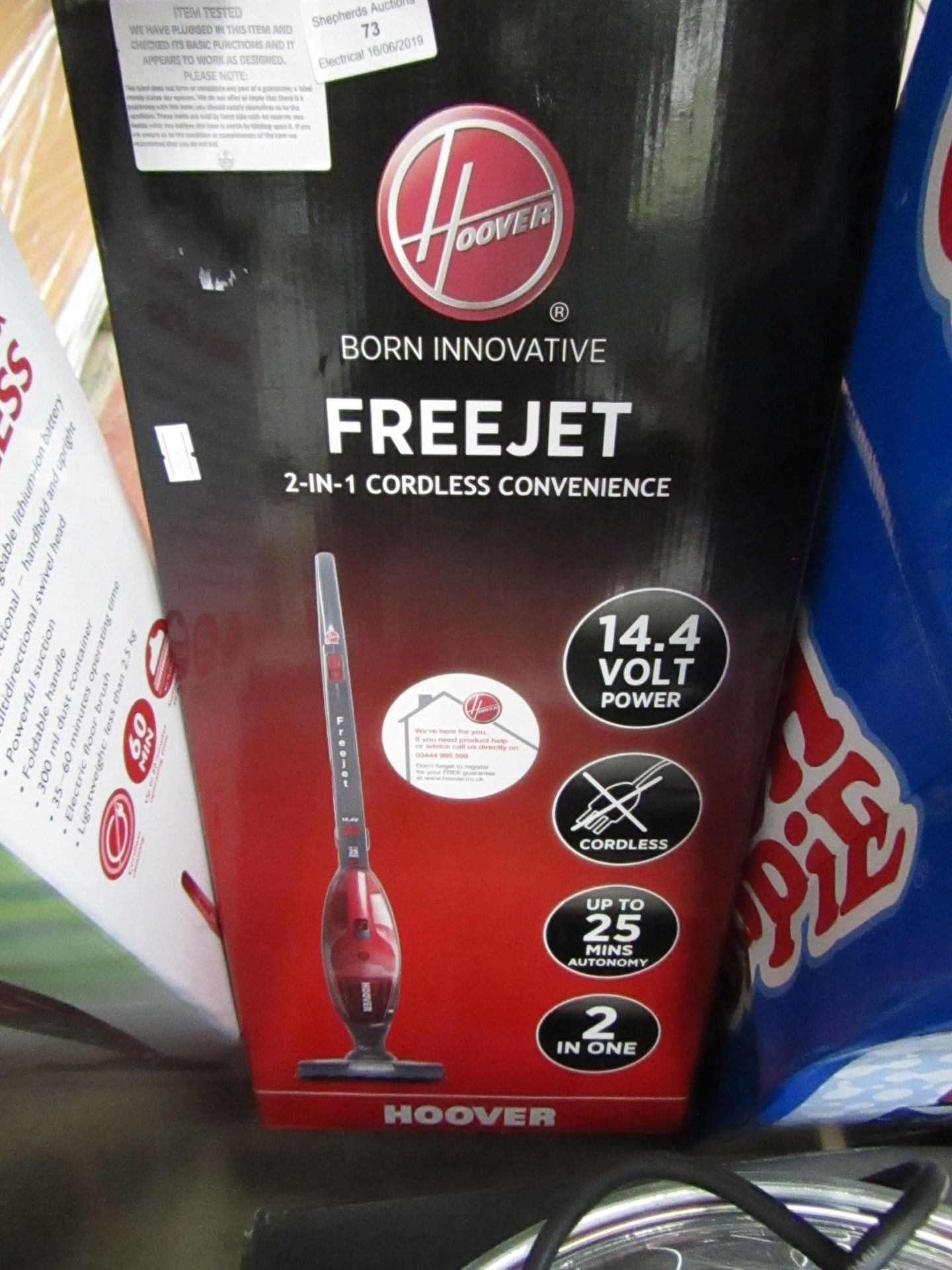 Hoover Freedom 2 in 1 cordless vacuum cleaner, tested working and boxed.