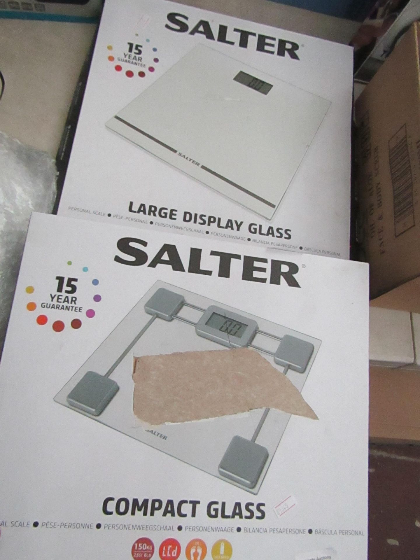 2x Salter weighing scales, both untested and boxed.