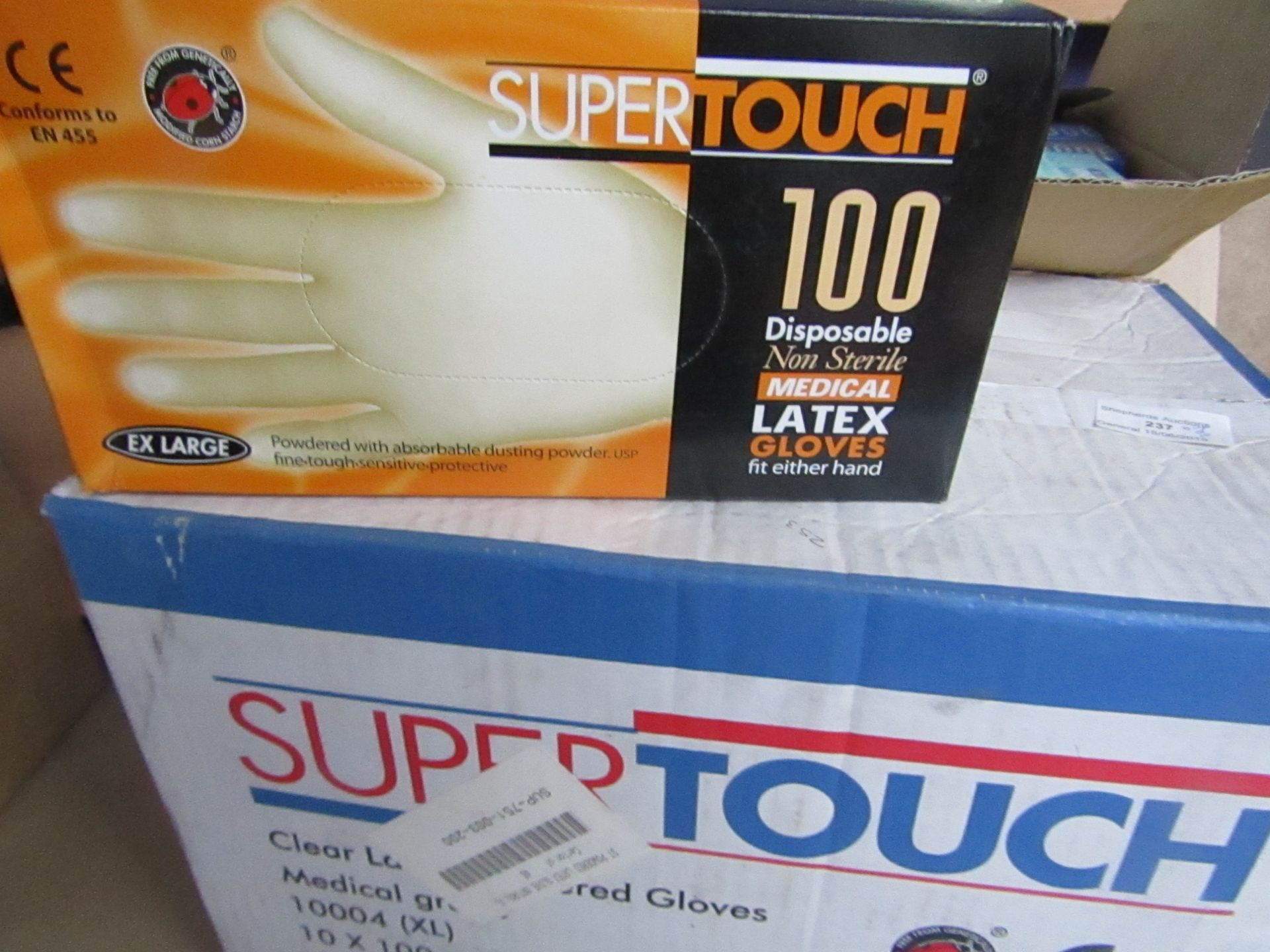 10 boxes of 100 super touch non sterile medical latex gloves,new in box