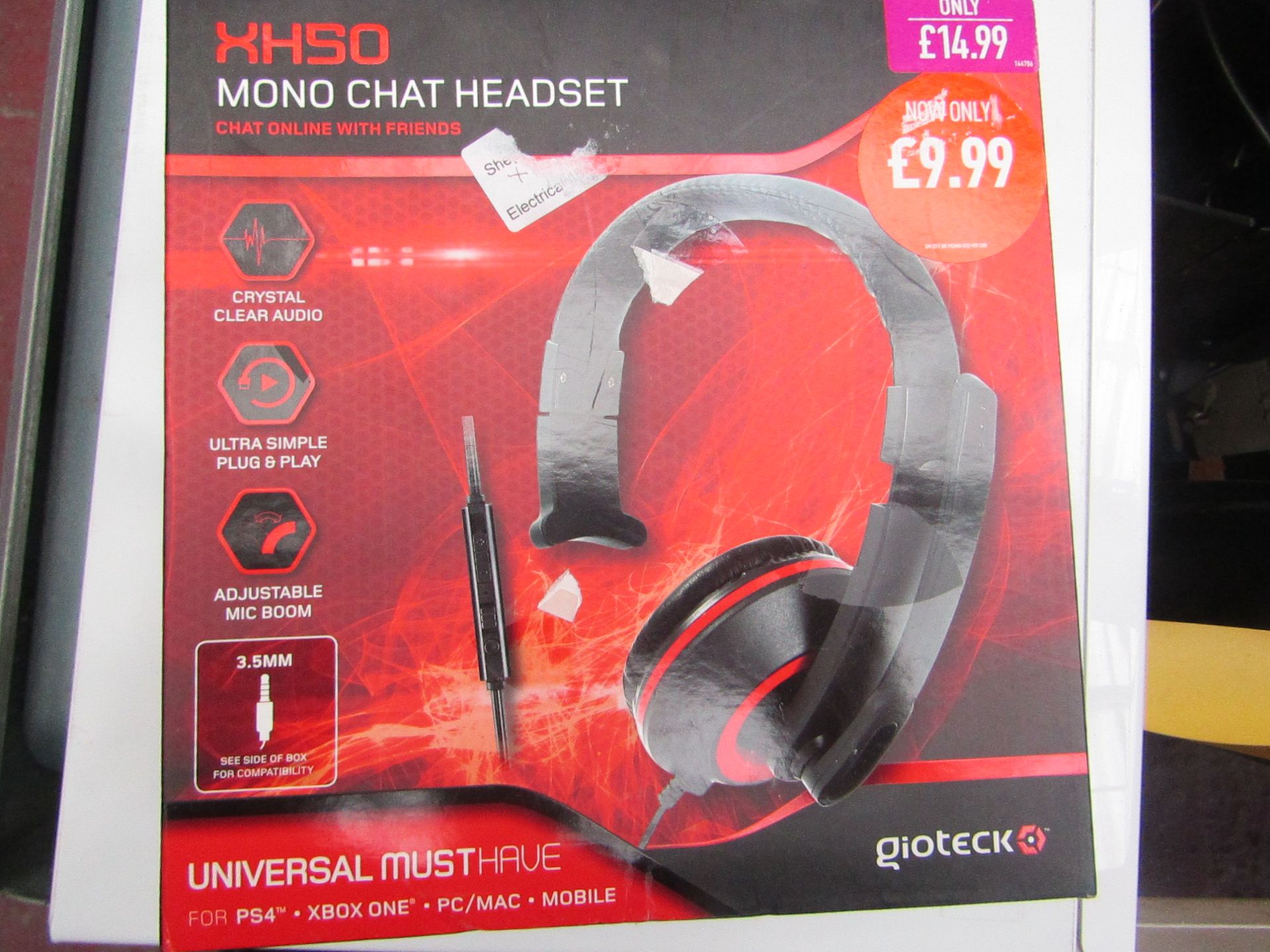 XHSO, Mono chat gaming headset, boxed and untested