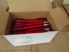 Box of 50 red coloured pens,black Ink,new in box