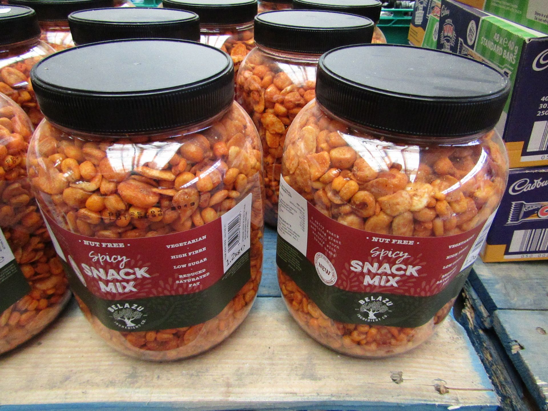 2x 1.2kg Tub of Nut free spicy snack mix, BBE 25/04/2019