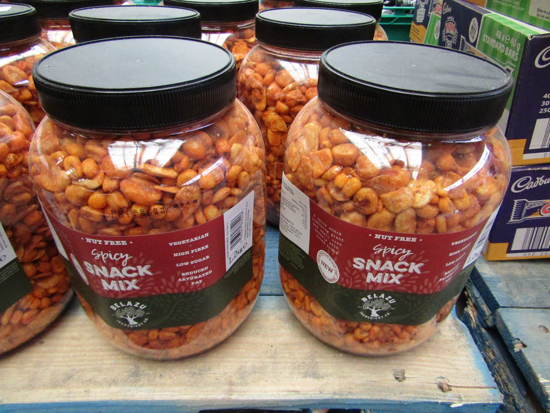 2x 1.2kg Tub of Nut free spicy snack mix, BBE 25/04/2019