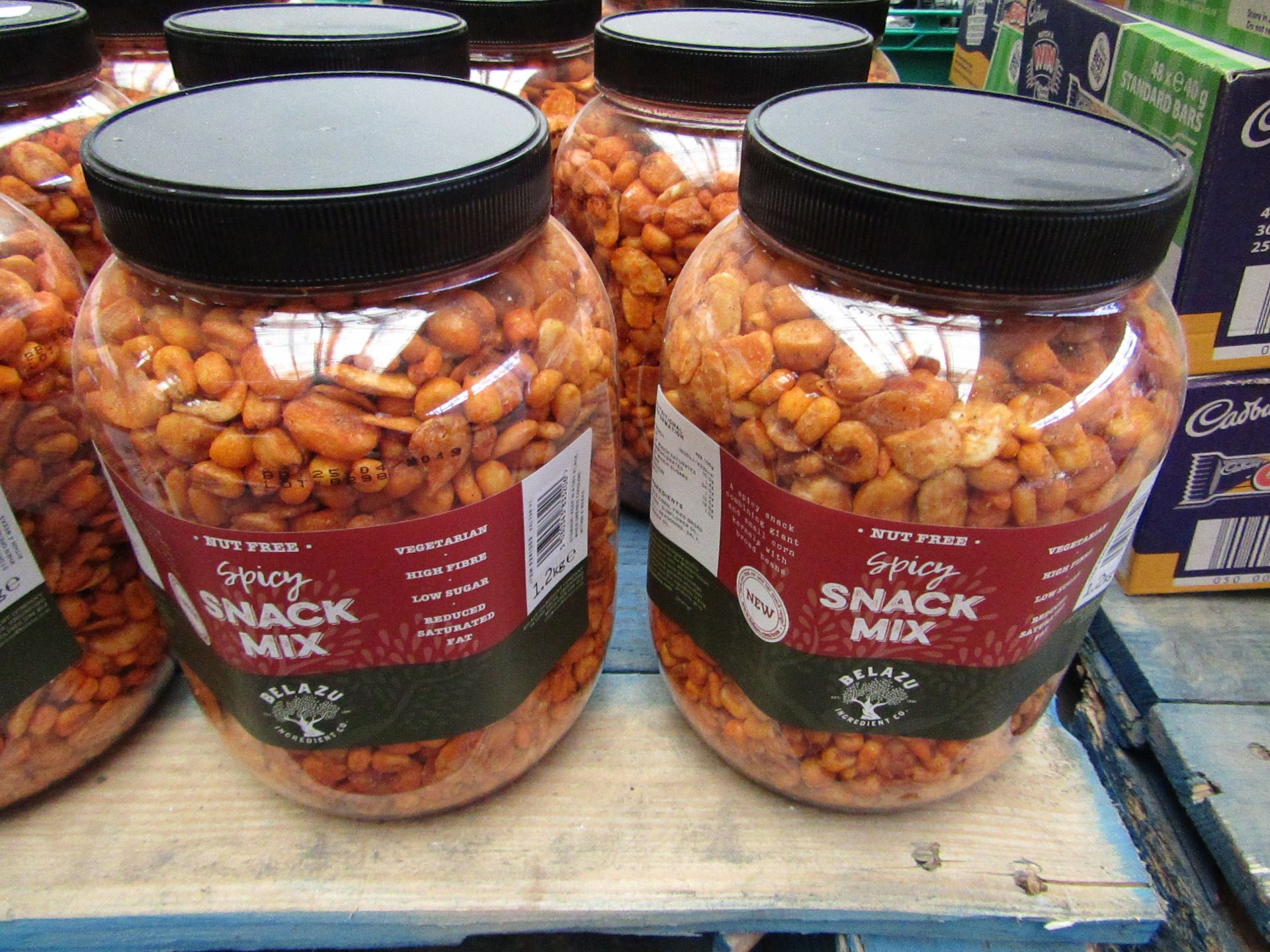 2x 1.2kg Tub of Nut free spicy snack mix, BBE 25/04/2019