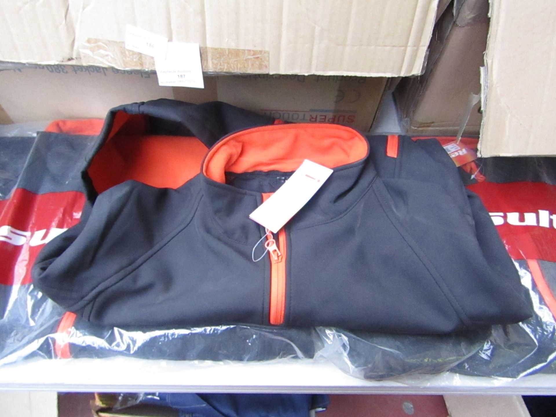 Result Colour Black and Orange full zip Work Jacket, new, Size XL
