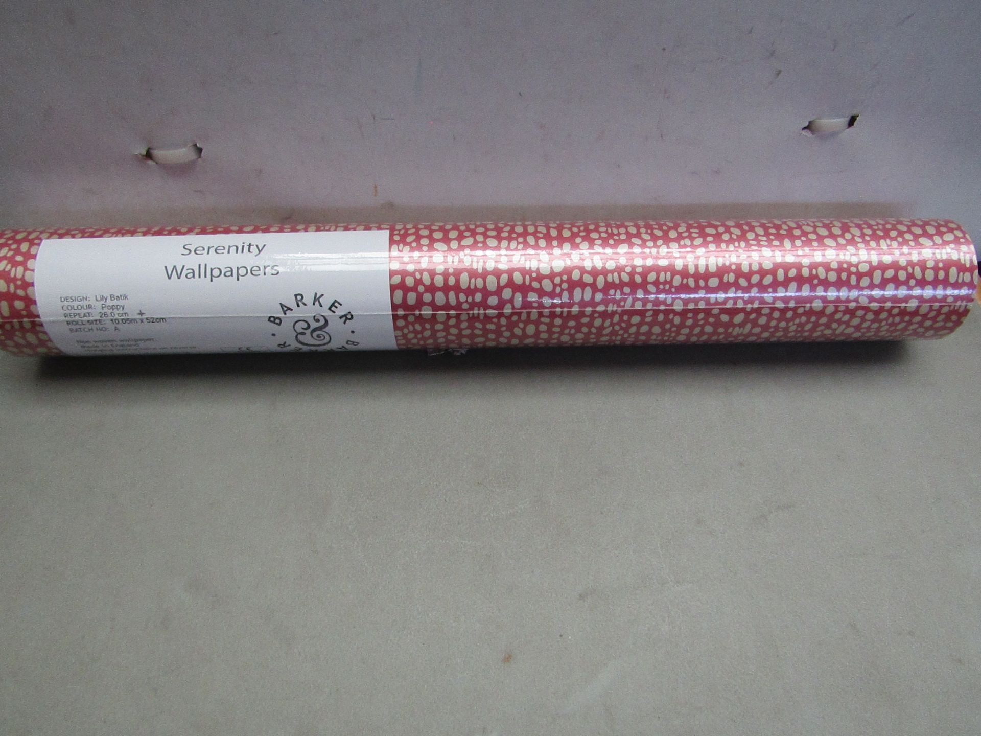 6 X Rolls Of Barker & Barker Serenity Wallpaper, Lily Batik Poppy  Repeat Pattern 26.00 CM roll size