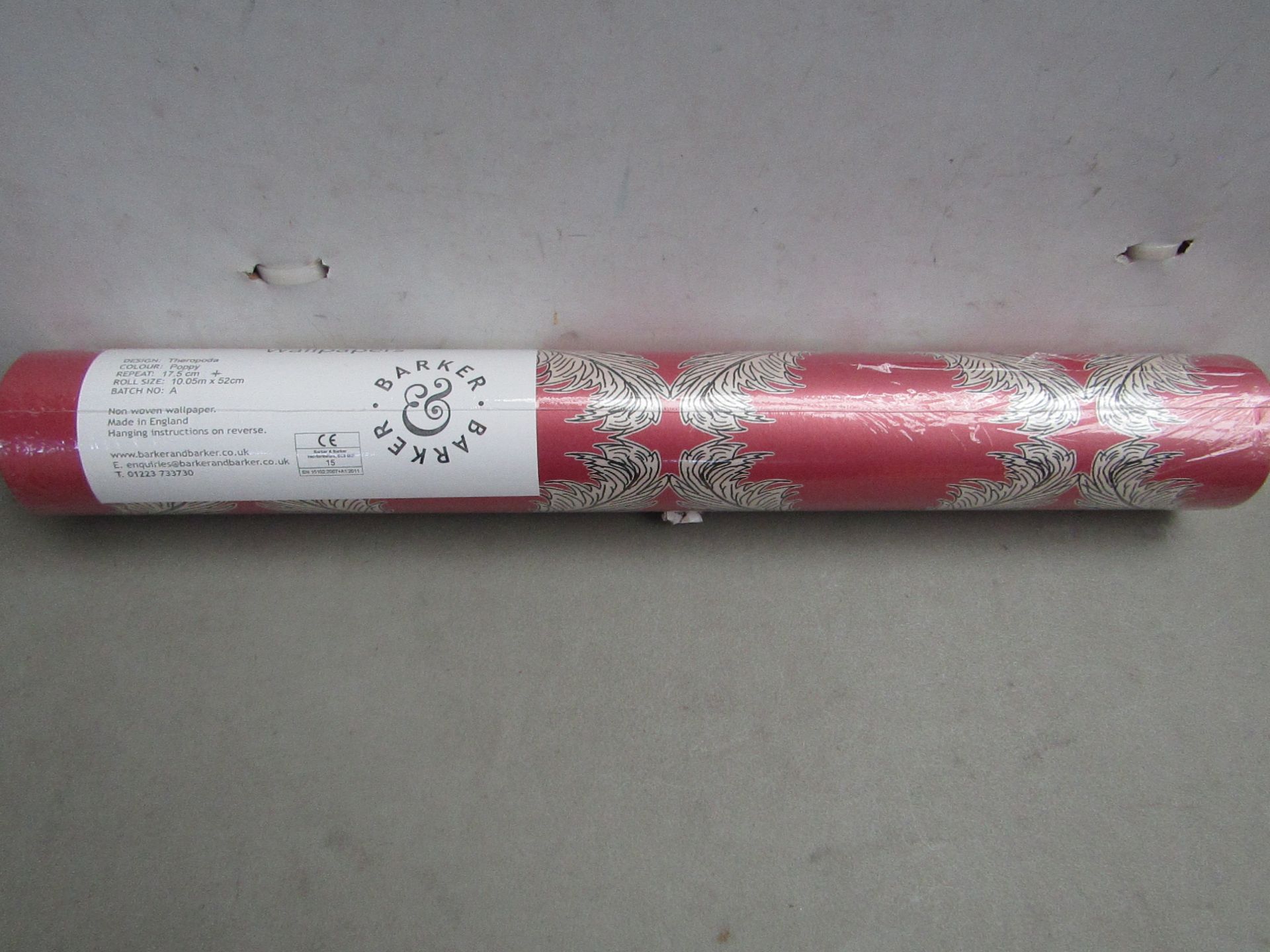 3 X Rolls Of Barker & Barker Serenity Wallpaper,Theropoda, Poppy Repeat Pattern 17.5 CM roll size